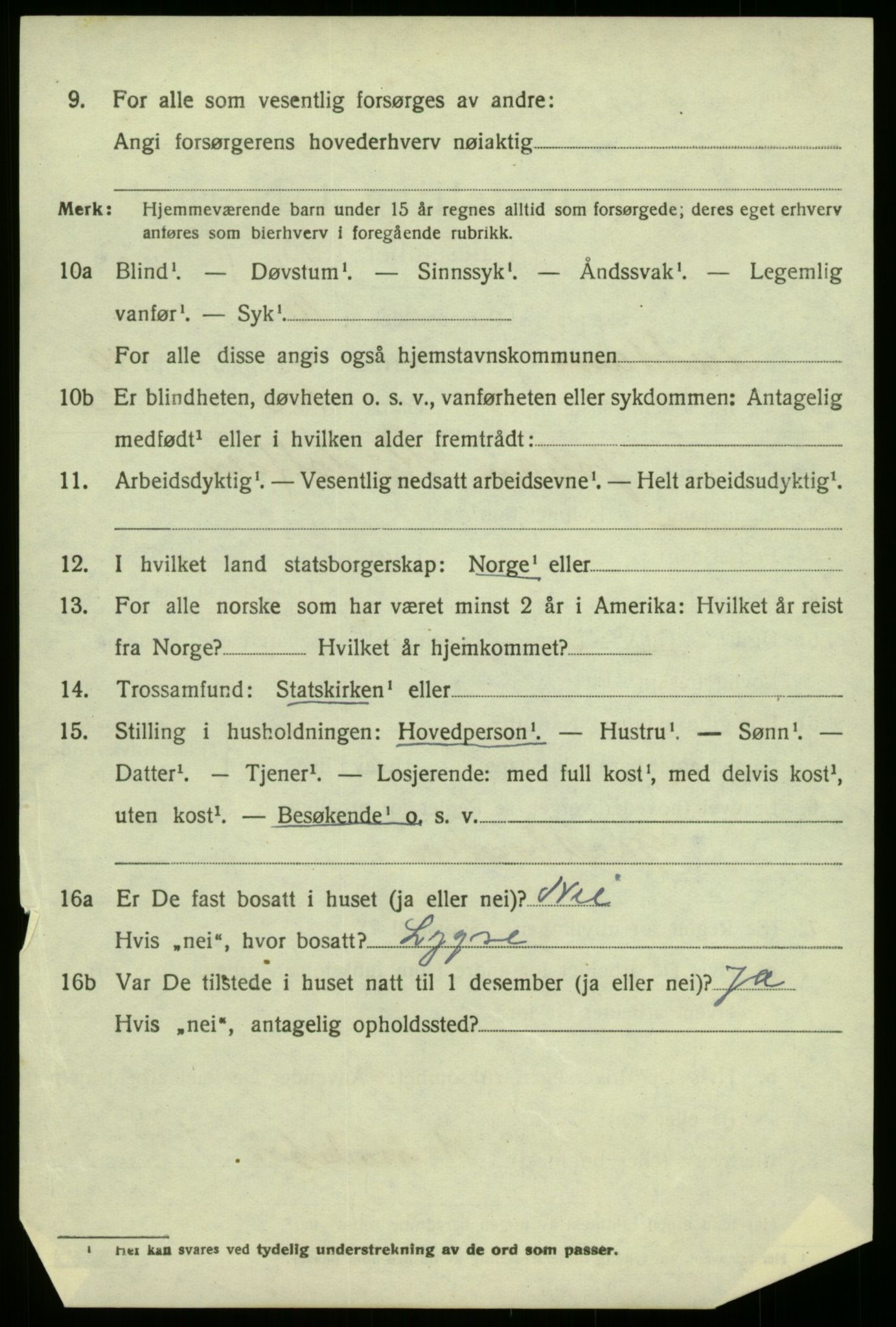 SAB, 1920 census for Austrheim, 1920, p. 3531