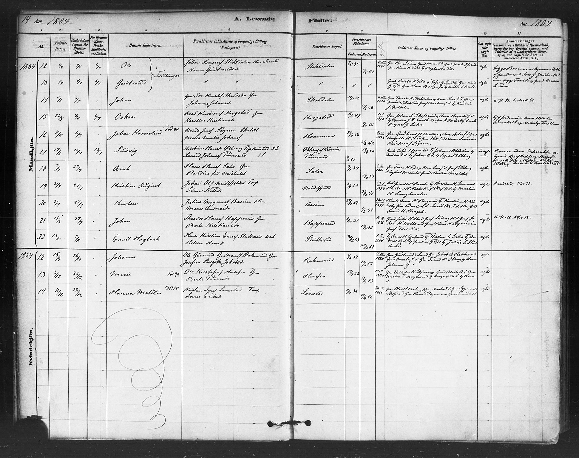 Trøgstad prestekontor Kirkebøker, AV/SAO-A-10925/F/Fb/L0001: Parish register (official) no. II 1, 1878-1902, p. 14