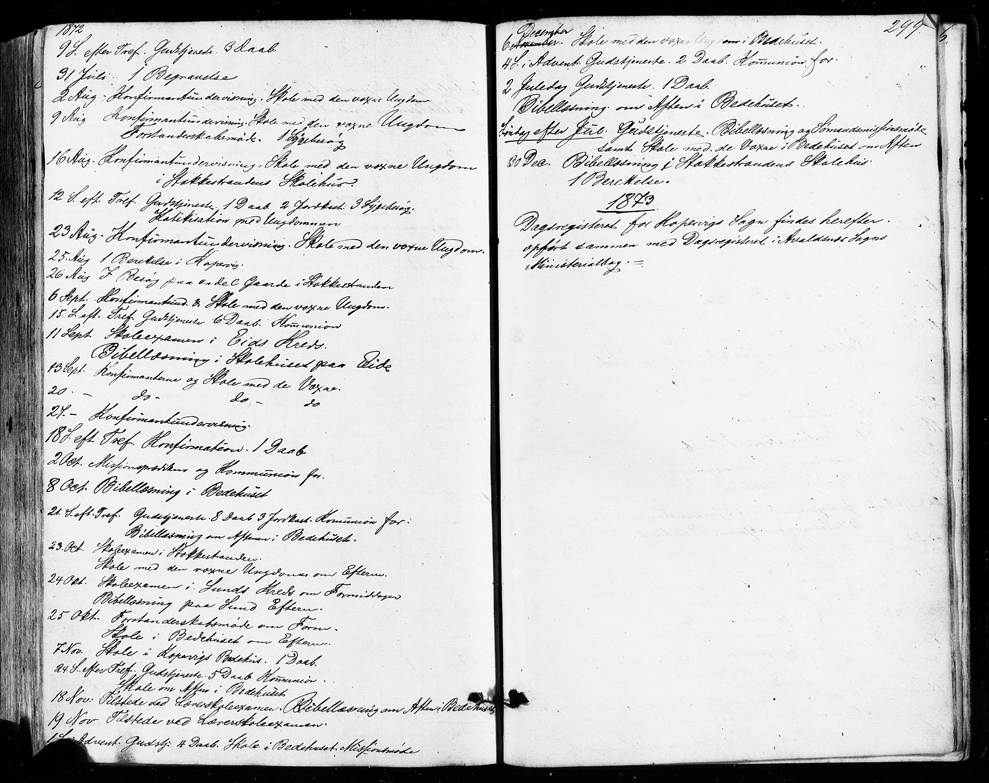 Avaldsnes sokneprestkontor, SAST/A -101851/H/Ha/Haa/L0011: Parish register (official) no. A 11, 1861-1880, p. 299