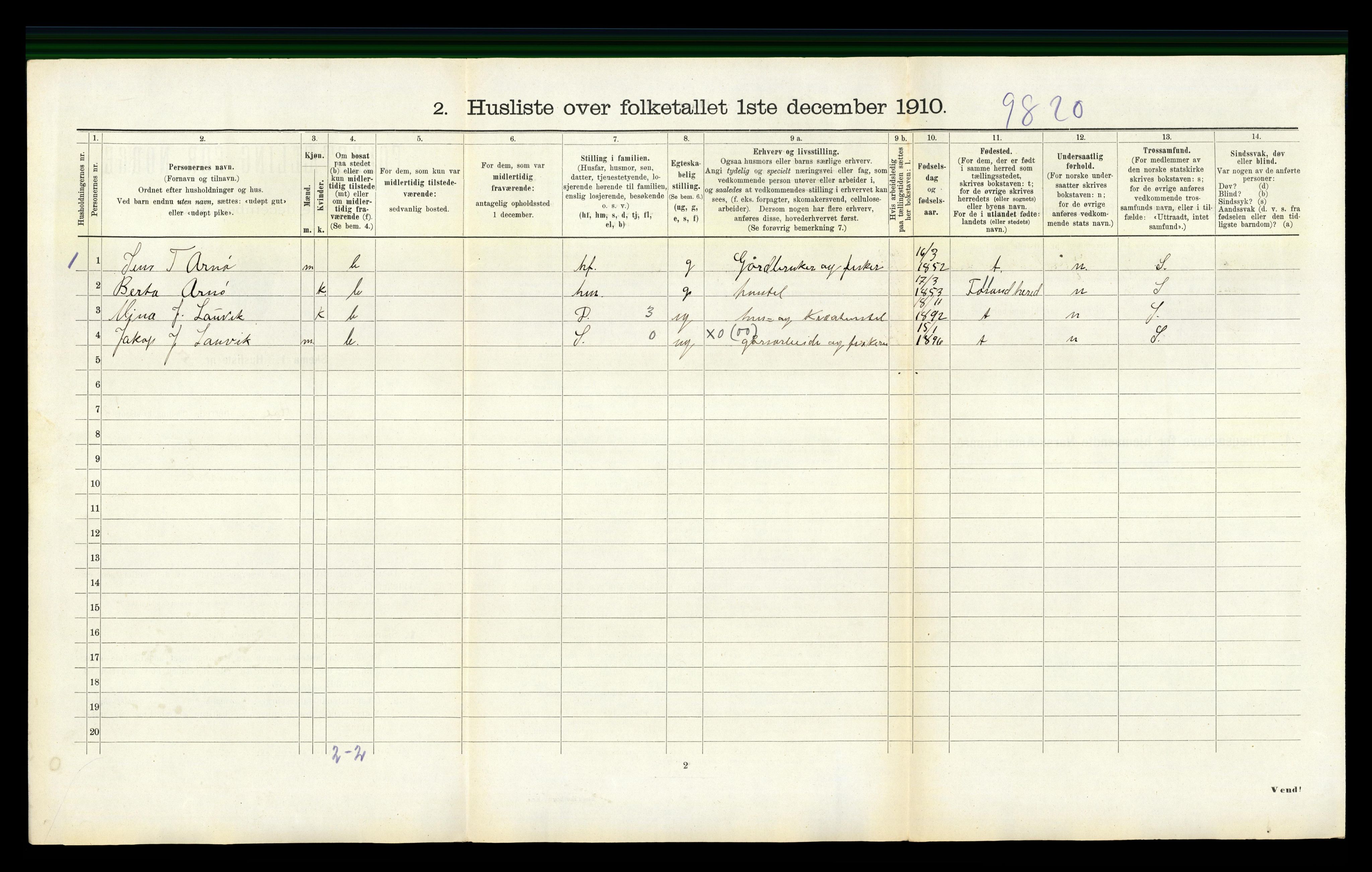 RA, 1910 census for Høle, 1910, p. 193