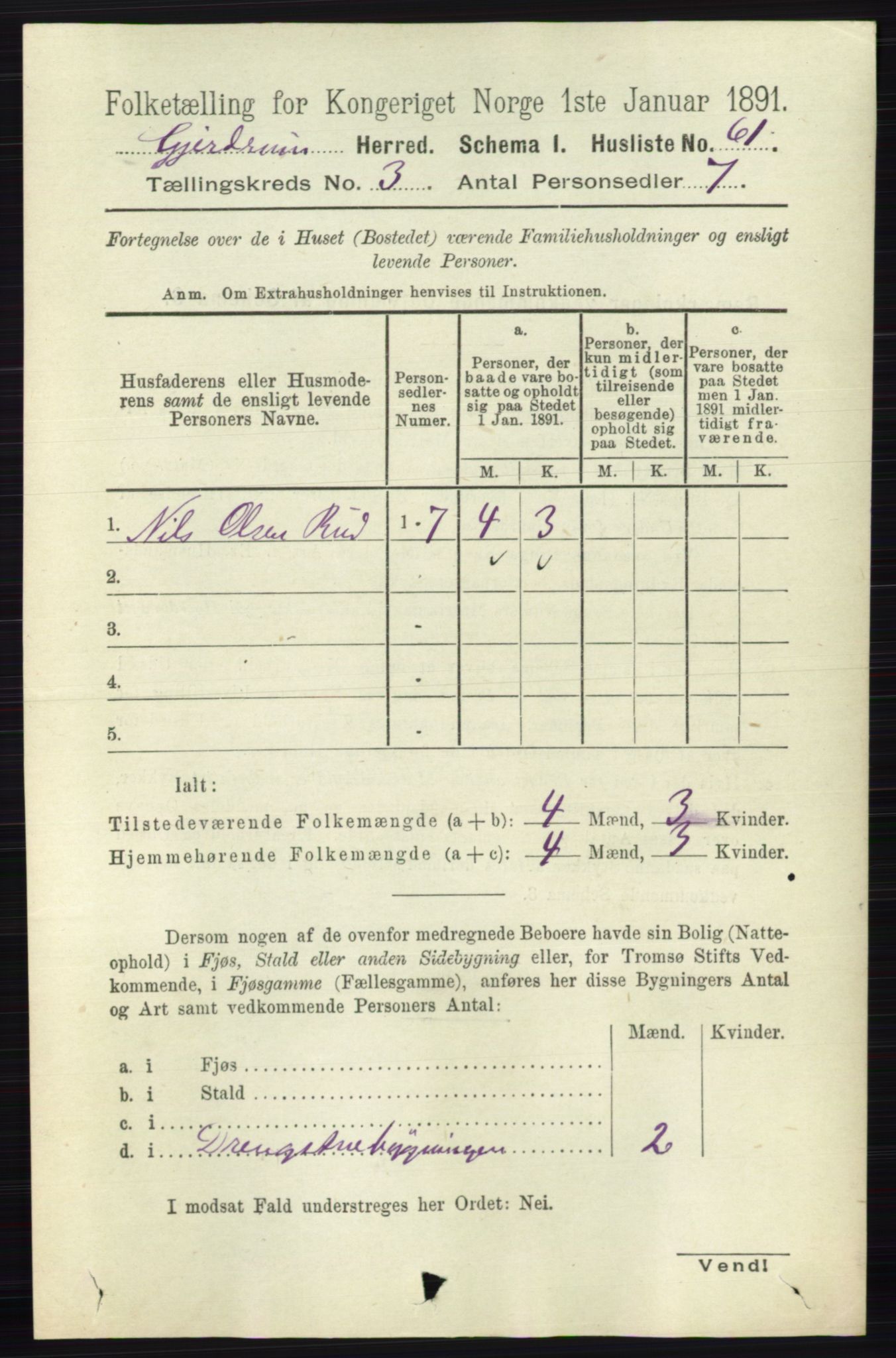 RA, 1891 census for 0234 Gjerdrum, 1891, p. 1221