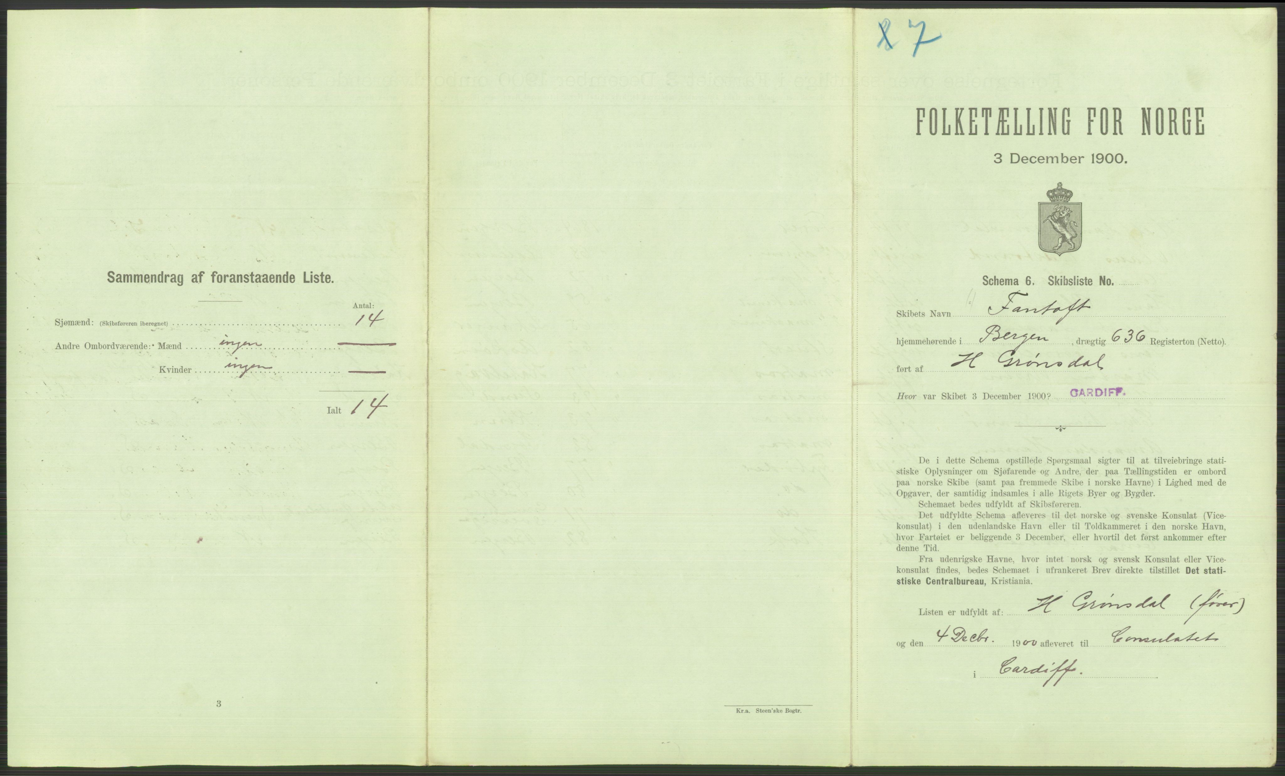 RA, 1900 Census - ship lists from ships in Norwegian harbours, harbours abroad and at sea, 1900, p. 4135