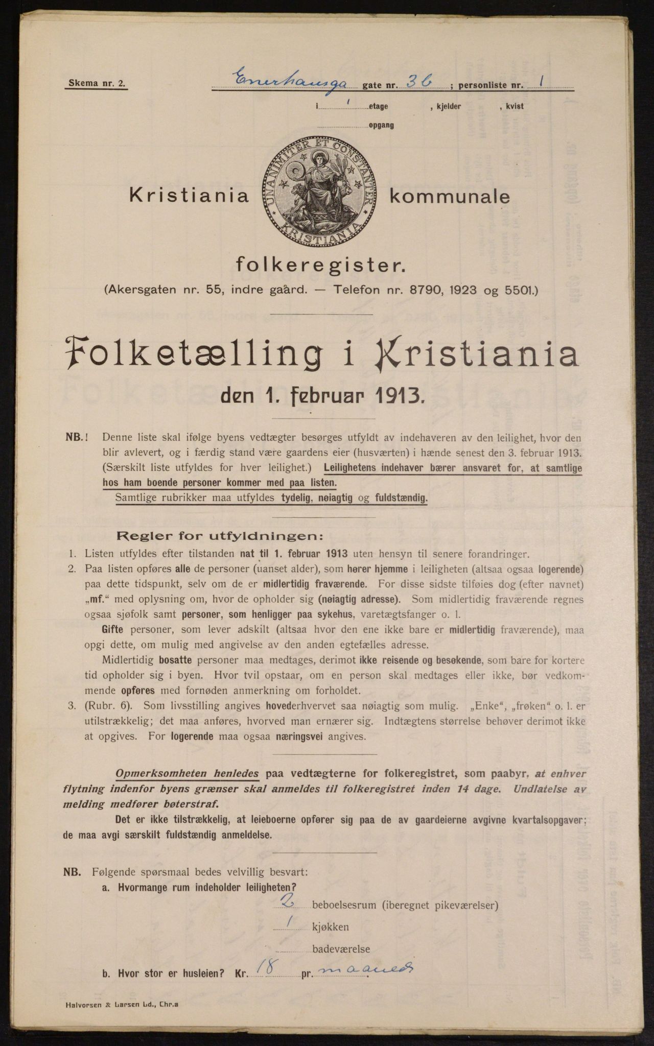 OBA, Municipal Census 1913 for Kristiania, 1913, p. 21612