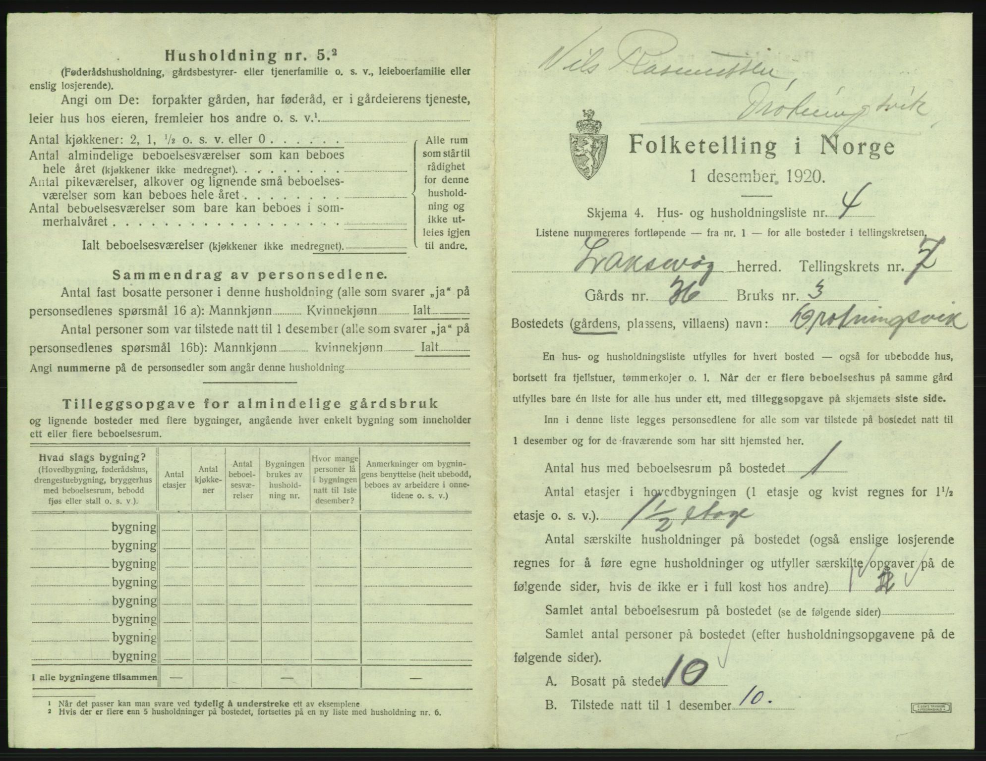 SAB, 1920 census for Laksevåg, 1920, p. 1572