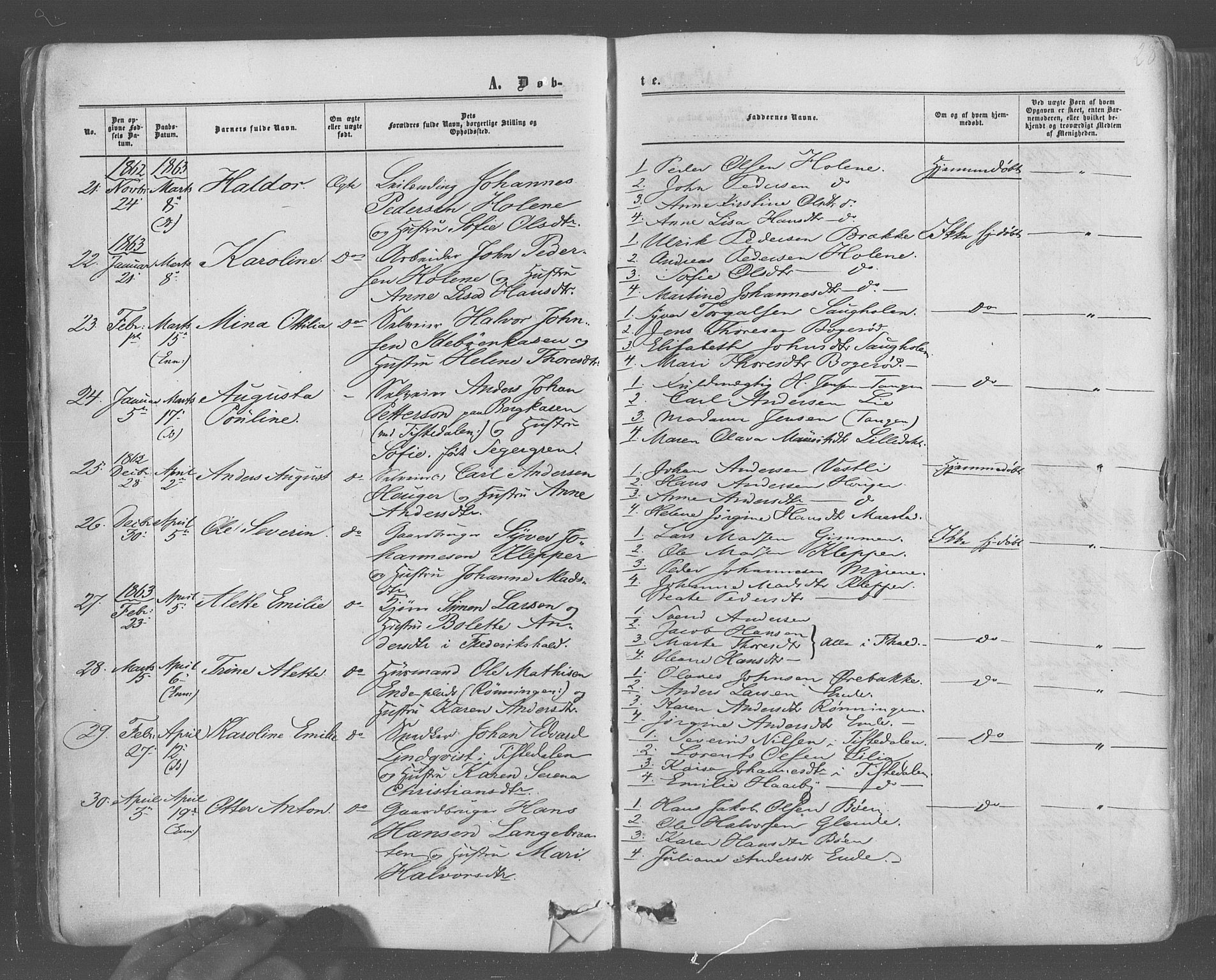 Idd prestekontor Kirkebøker, AV/SAO-A-10911/F/Fc/L0005: Parish register (official) no. III 5, 1861-1877, p. 28
