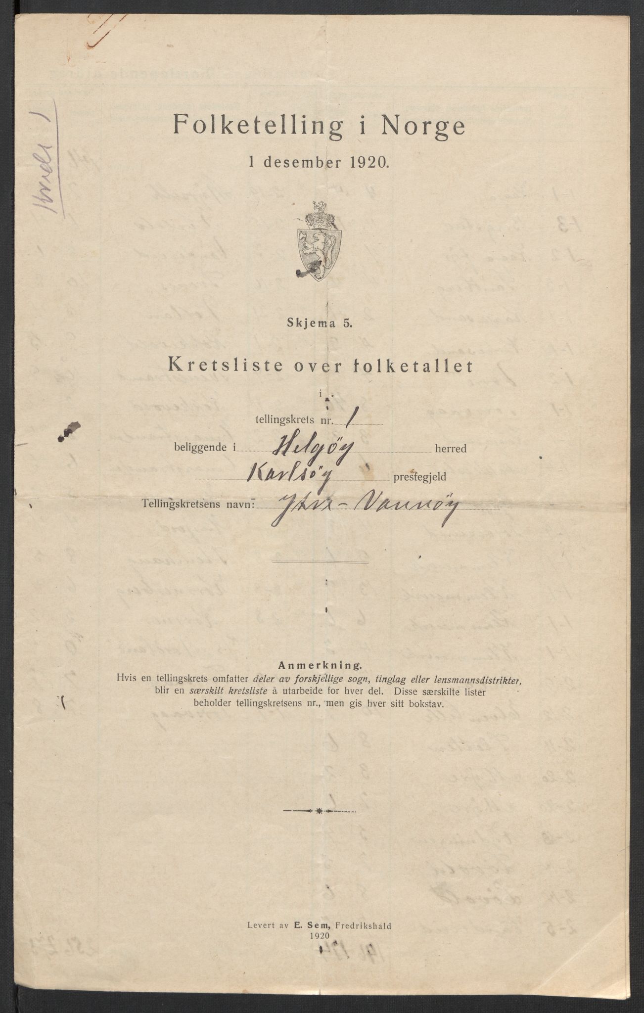 SATØ, 1920 census for Helgøy, 1920, p. 5
