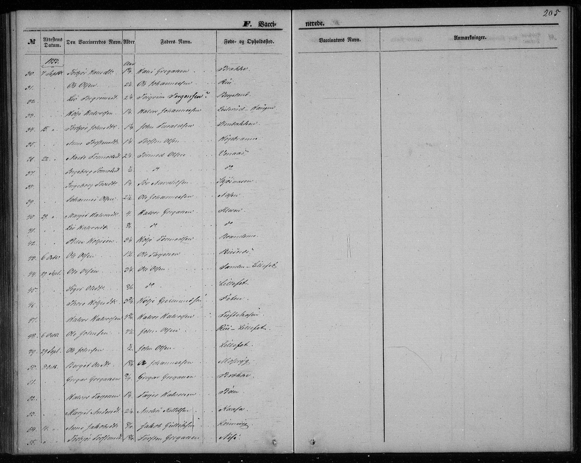Gransherad kirkebøker, SAKO/A-267/F/Fa/L0002: Parish register (official) no. I 2, 1844-1859, p. 205