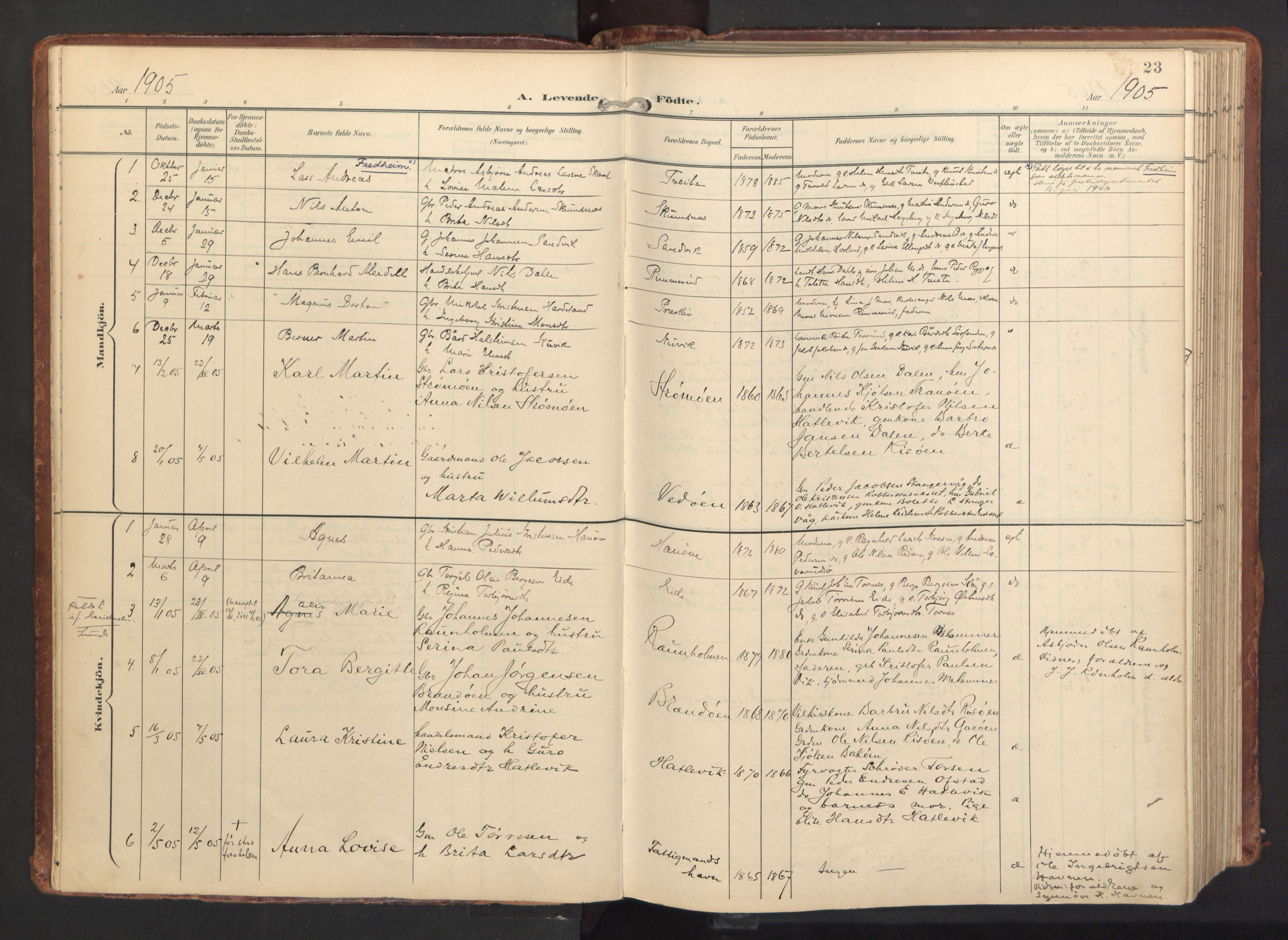 Fitjar sokneprestembete, SAB/A-99926: Parish register (official) no. A 3, 1900-1918, p. 23