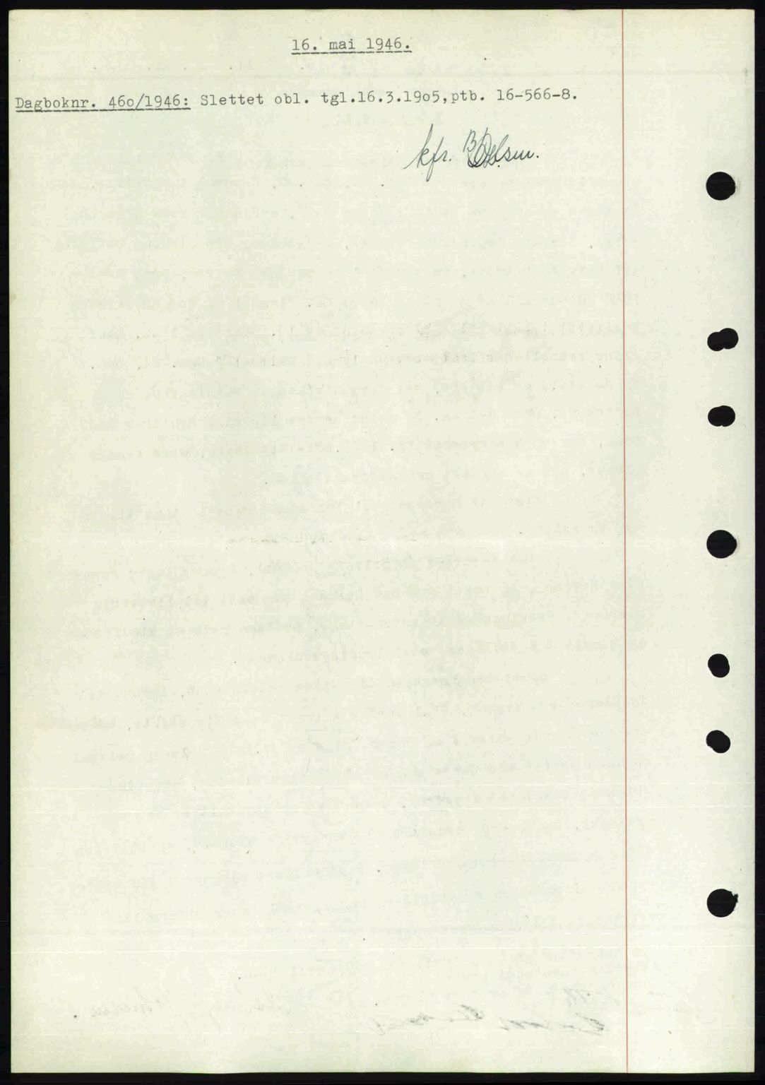 Nedenes sorenskriveri, SAK/1221-0006/G/Gb/Gba/L0054: Mortgage book no. A6c, 1946-1946, Diary no: : 460/1946