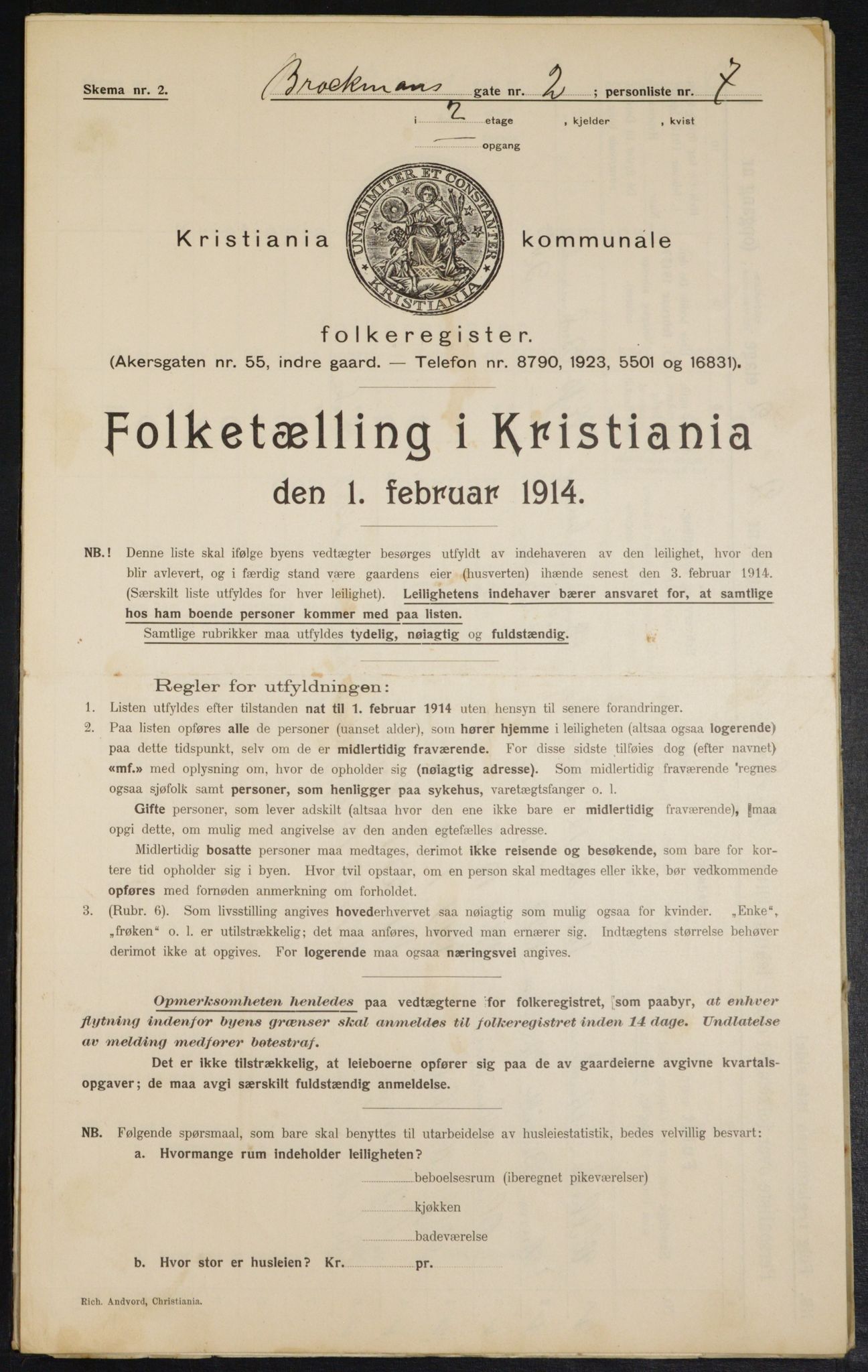 OBA, Municipal Census 1914 for Kristiania, 1914, p. 9644