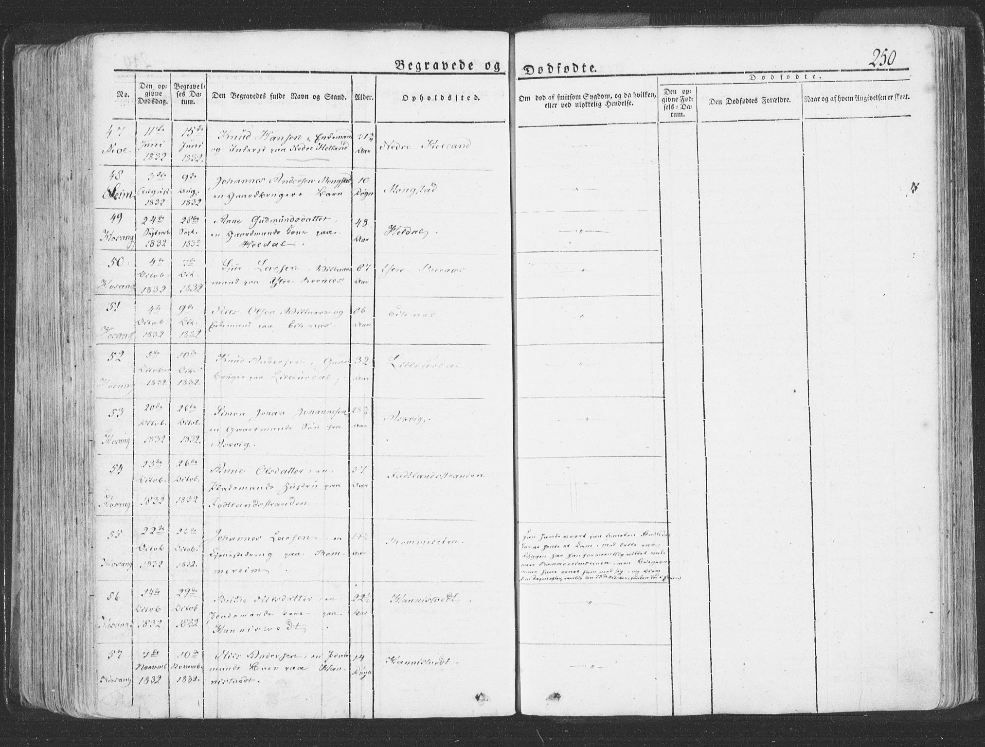 Hosanger sokneprestembete, AV/SAB-A-75801/H/Haa: Parish register (official) no. A 6, 1824-1835, p. 250