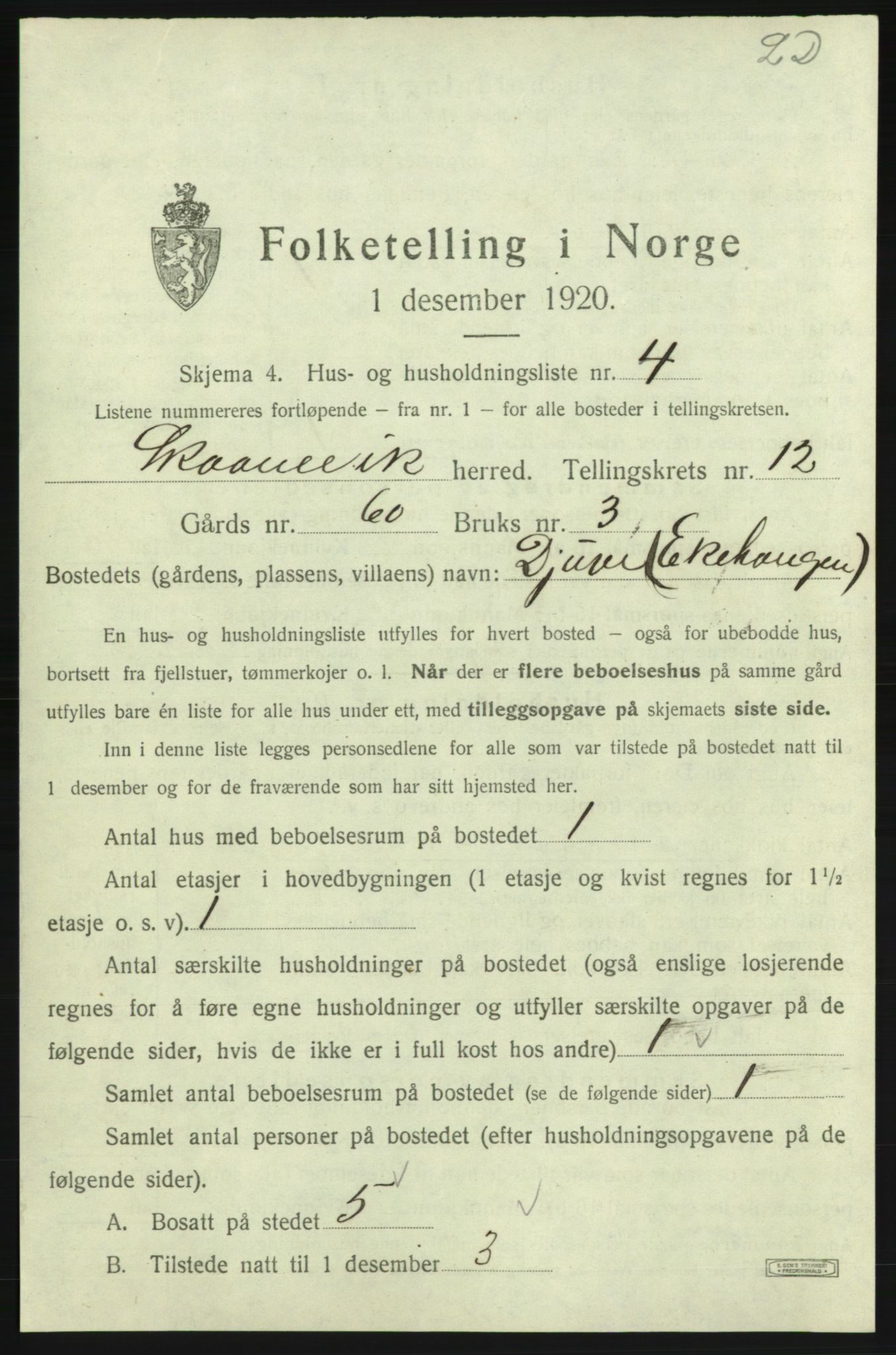 SAB, 1920 census for Skånevik, 1920, p. 1244