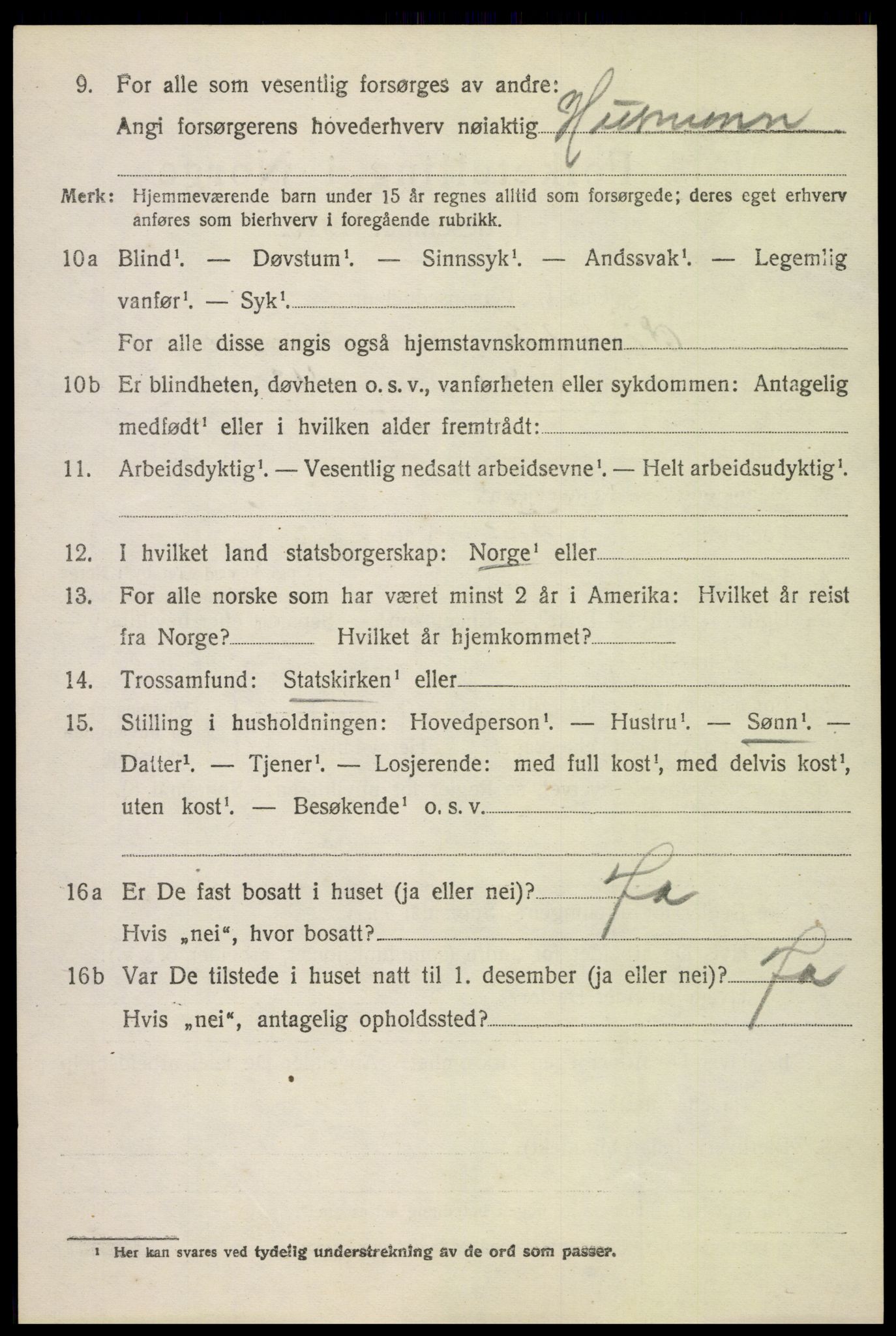 SAH, 1920 census for Ringebu, 1920, p. 3578