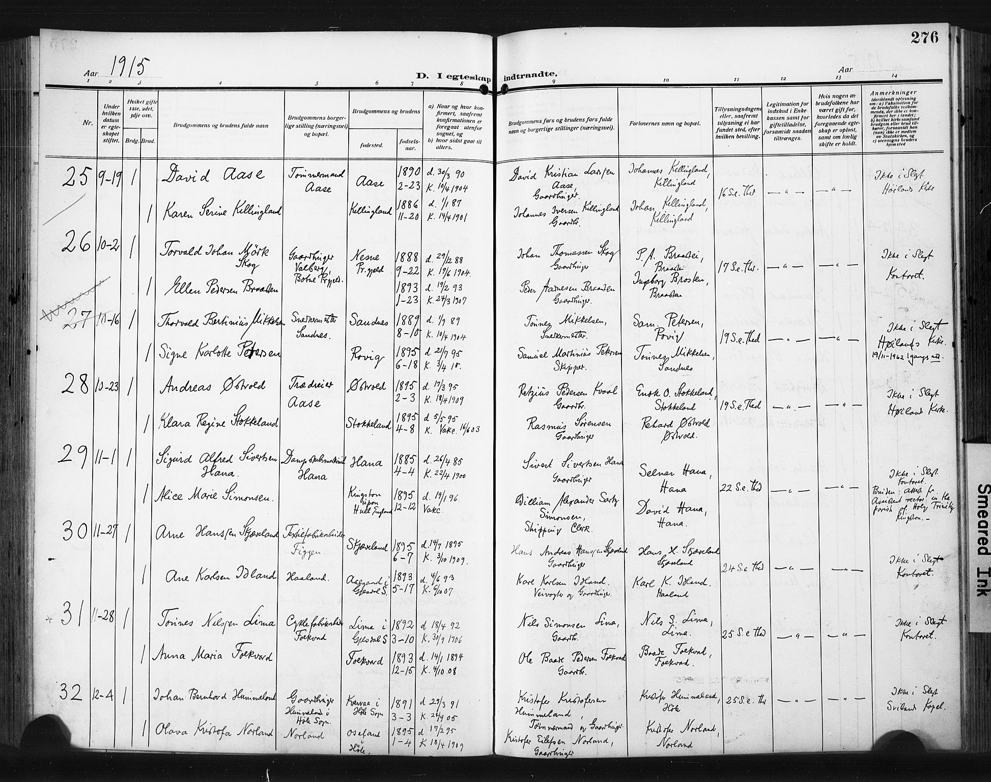 Høyland sokneprestkontor, AV/SAST-A-101799/001/30BA/L0017: Parish register (official) no. A 15, 1912-1924, p. 276