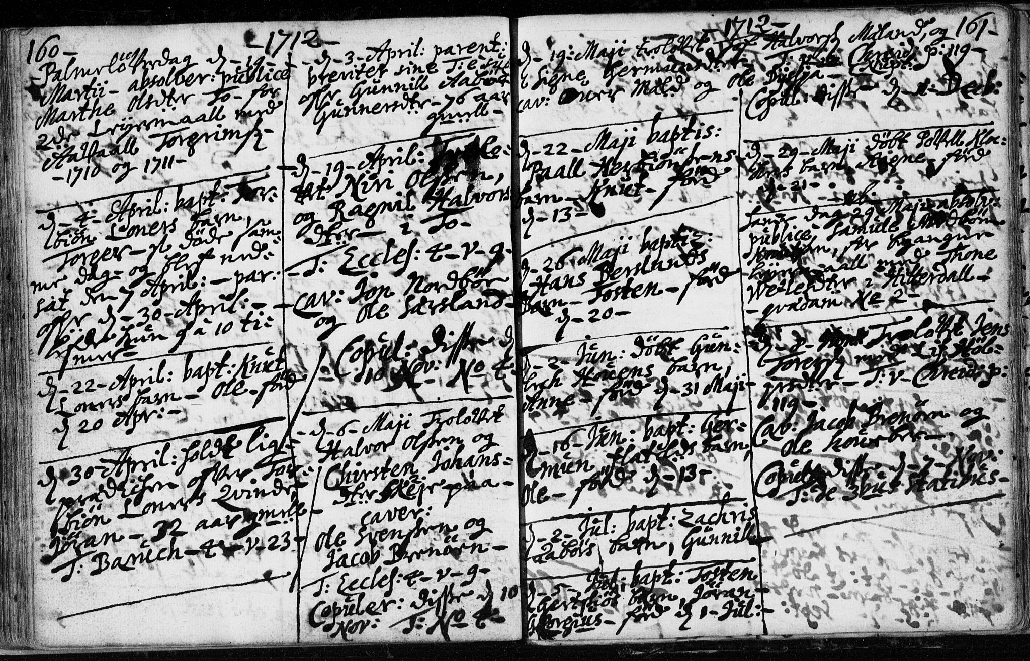 Hjartdal kirkebøker, SAKO/A-270/F/Fa/L0001: Parish register (official) no. I 1, 1685-1714, p. 160-161