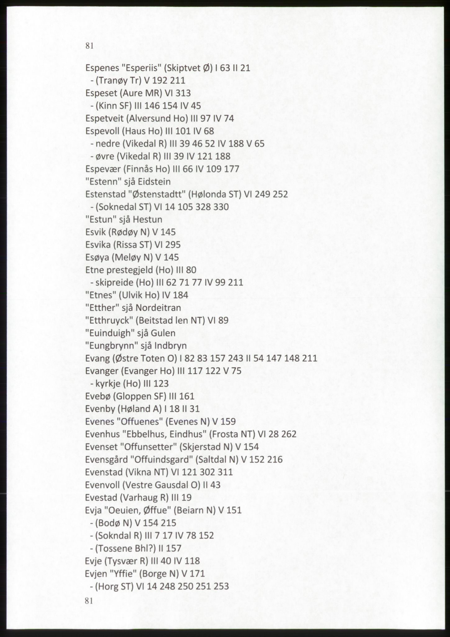 Publikasjoner utgitt av Arkivverket, PUBL/PUBL-001/C/0009: Stedsnavnregister, 1548-1567, p. 81