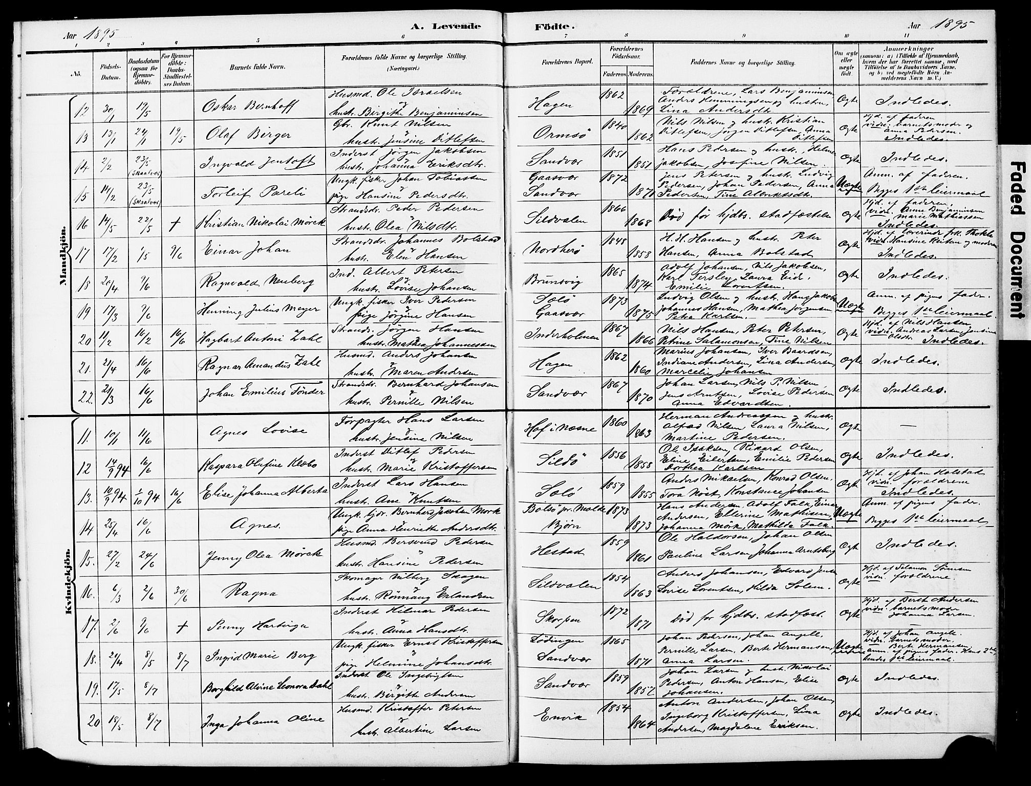 Ministerialprotokoller, klokkerbøker og fødselsregistre - Nordland, AV/SAT-A-1459/834/L0514: Parish register (copy) no. 834C05, 1893-1901