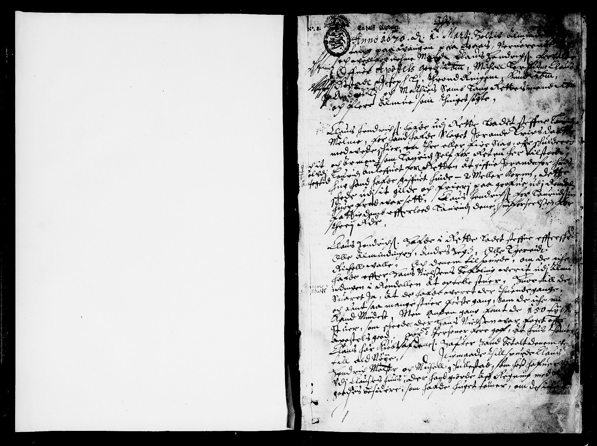 Hardanger og Voss sorenskriveri, SAB/A-2501/1/1A/1Ab/L0007: Tingbok for Voss, 1670, p. 0b-1a