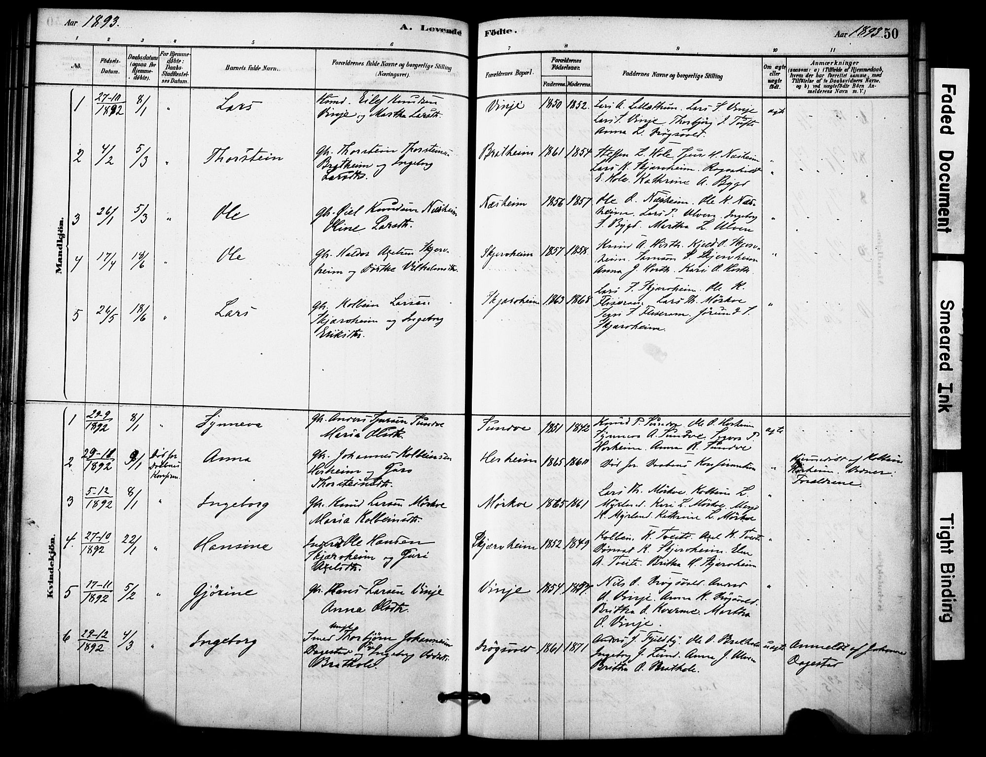 Vossestrand Sokneprestembete, AV/SAB-A-79101/H/Haa: Parish register (official) no. C 1, 1878-1903, p. 50