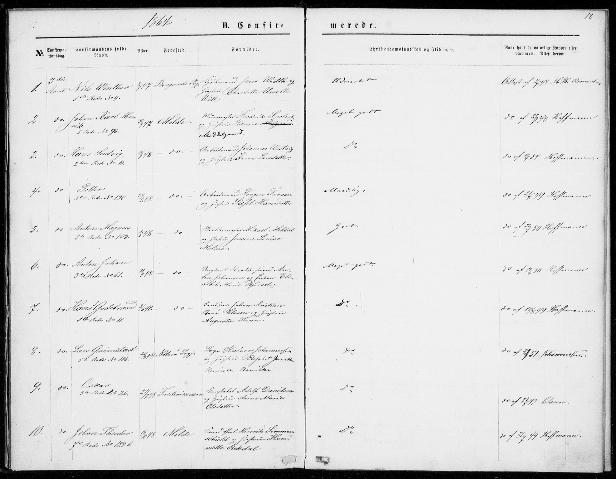 Ministerialprotokoller, klokkerbøker og fødselsregistre - Møre og Romsdal, SAT/A-1454/558/L0690: Parish register (official) no. 558A04, 1864-1872, p. 18