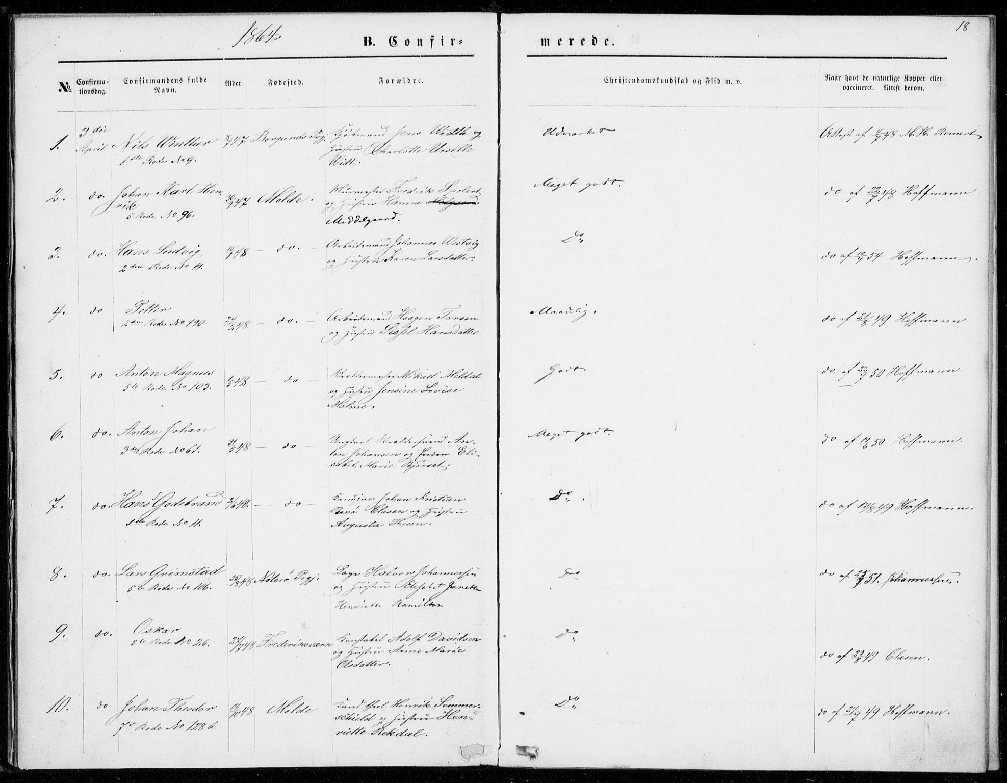 Ministerialprotokoller, klokkerbøker og fødselsregistre - Møre og Romsdal, AV/SAT-A-1454/558/L0690: Parish register (official) no. 558A04, 1864-1872, p. 18