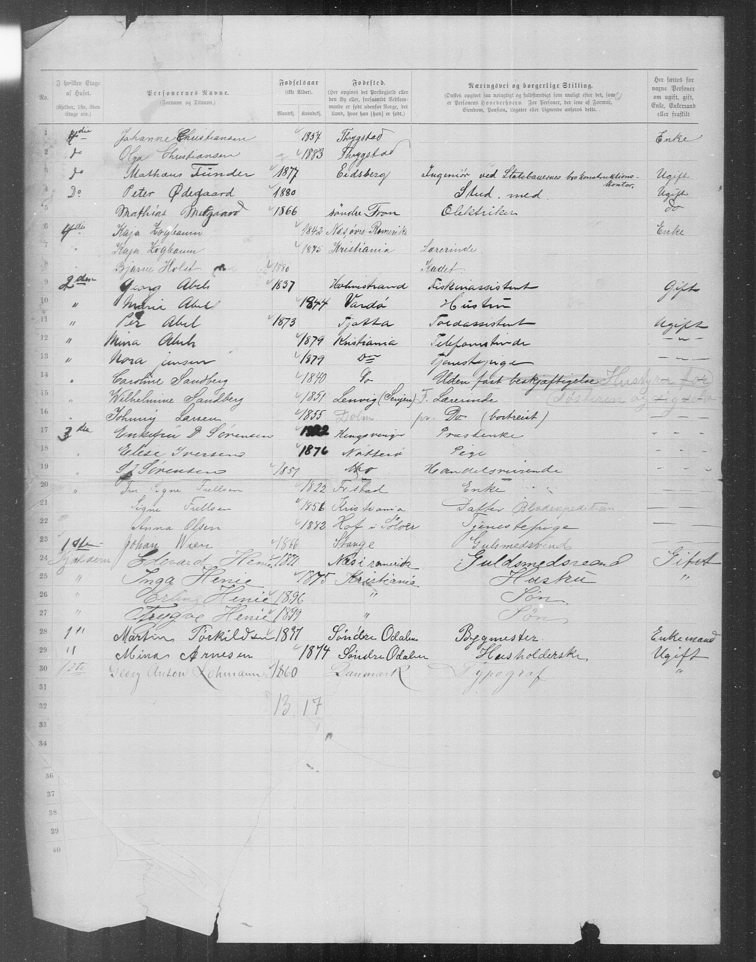 OBA, Municipal Census 1899 for Kristiania, 1899, p. 16514