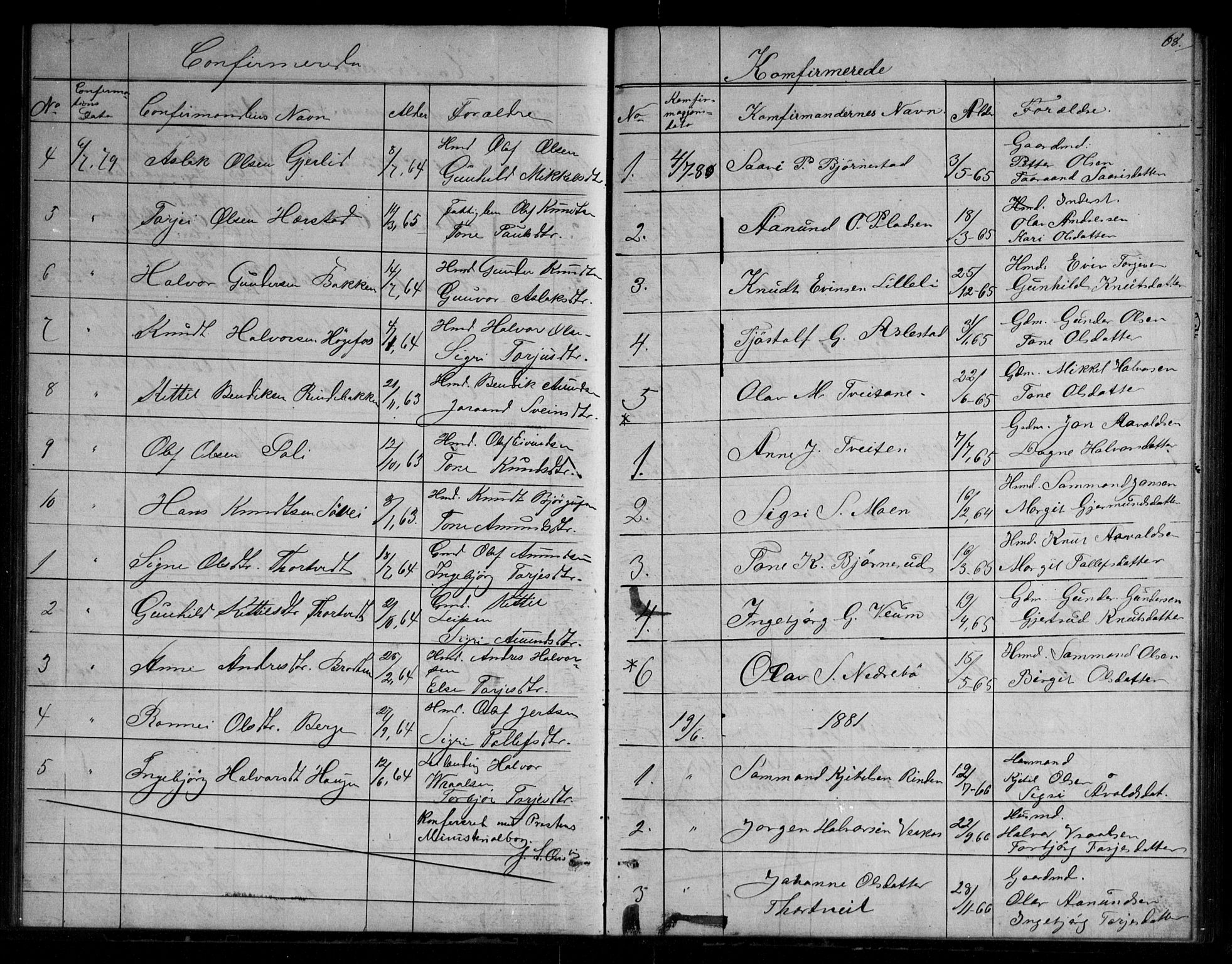 Fyresdal kirkebøker, SAKO/A-263/G/Gb/L0001: Parish register (copy) no. II 1, 1864-1890, p. 68