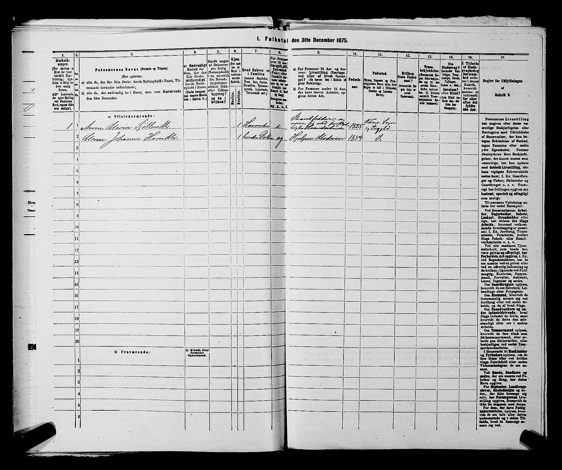 RA, 1875 census for 0114P Varteig, 1875, p. 250