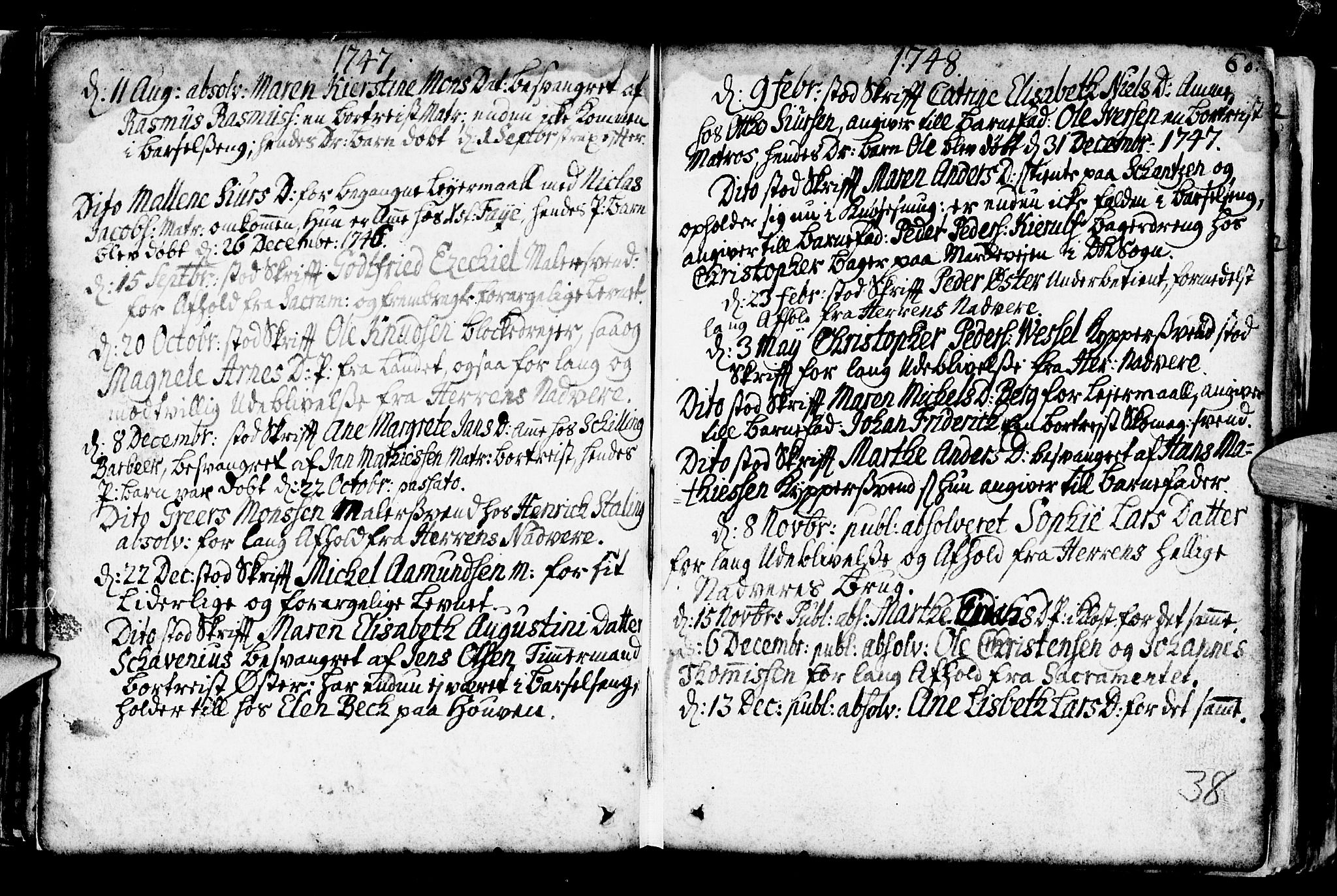 Nykirken Sokneprestembete, SAB/A-77101/H/Haa/L0001: Parish register (official) no. A 1, 1668-1820, p. 38