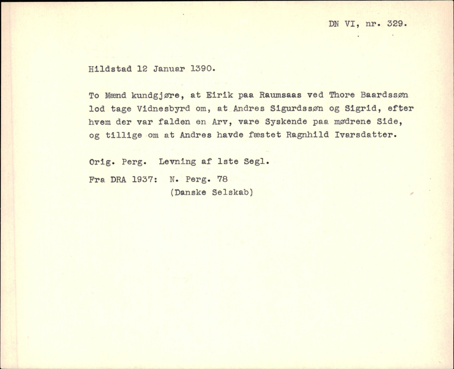 Riksarkivets diplomsamling, AV/RA-EA-5965/F35/F35f/L0003: Regestsedler: Diplomer fra DRA 1937 og 1996, p. 179