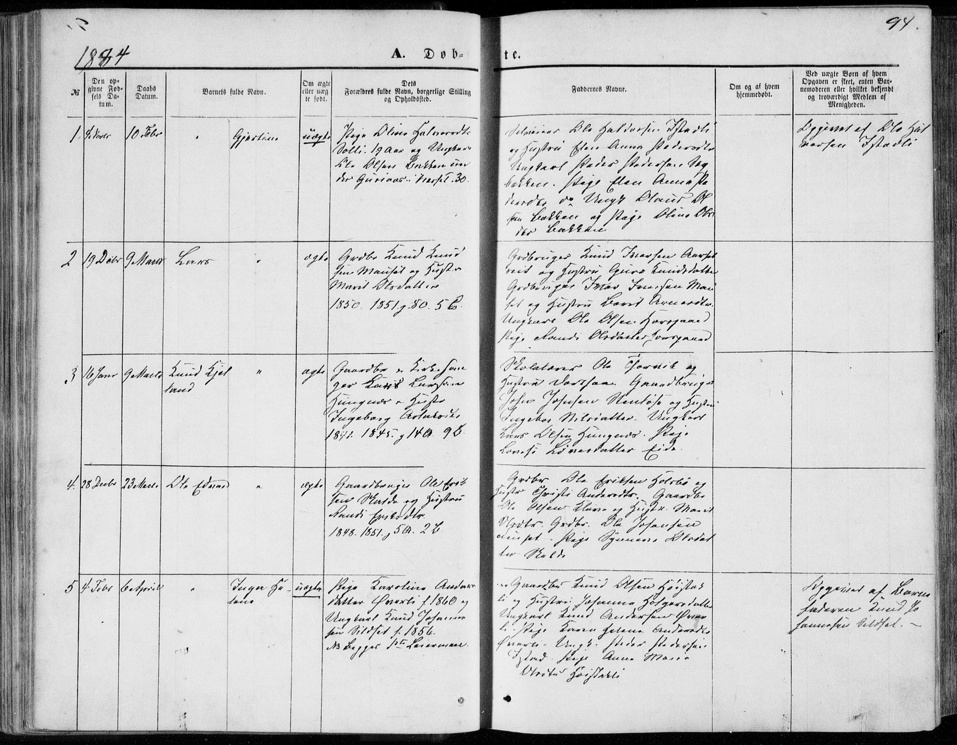 Ministerialprotokoller, klokkerbøker og fødselsregistre - Møre og Romsdal, SAT/A-1454/557/L0681: Parish register (official) no. 557A03, 1869-1886, p. 94
