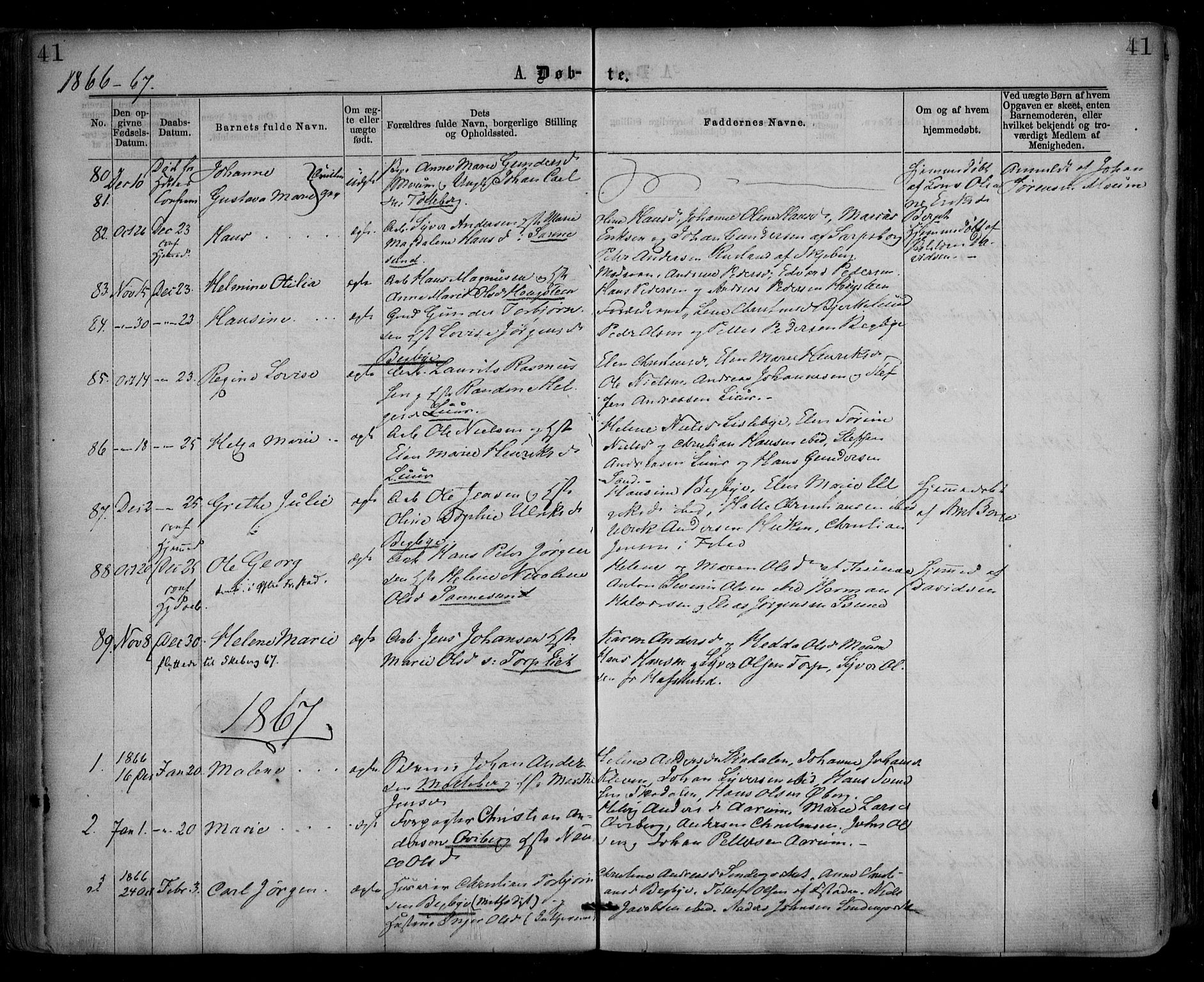 Borge prestekontor Kirkebøker, AV/SAO-A-10903/F/Fa/L0006: Parish register (official) no. I 6, 1861-1874, p. 41