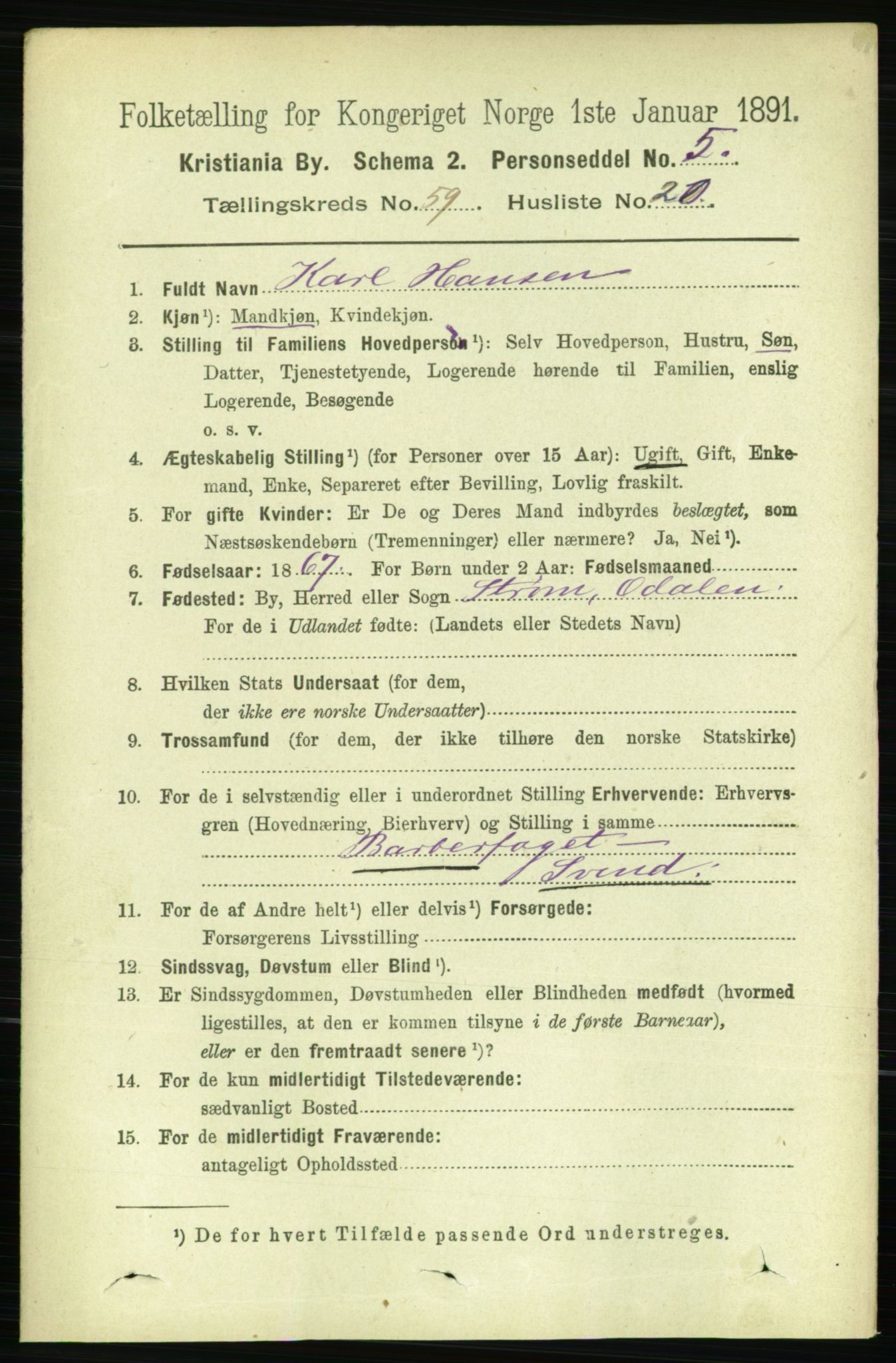 RA, 1891 census for 0301 Kristiania, 1891, p. 31685