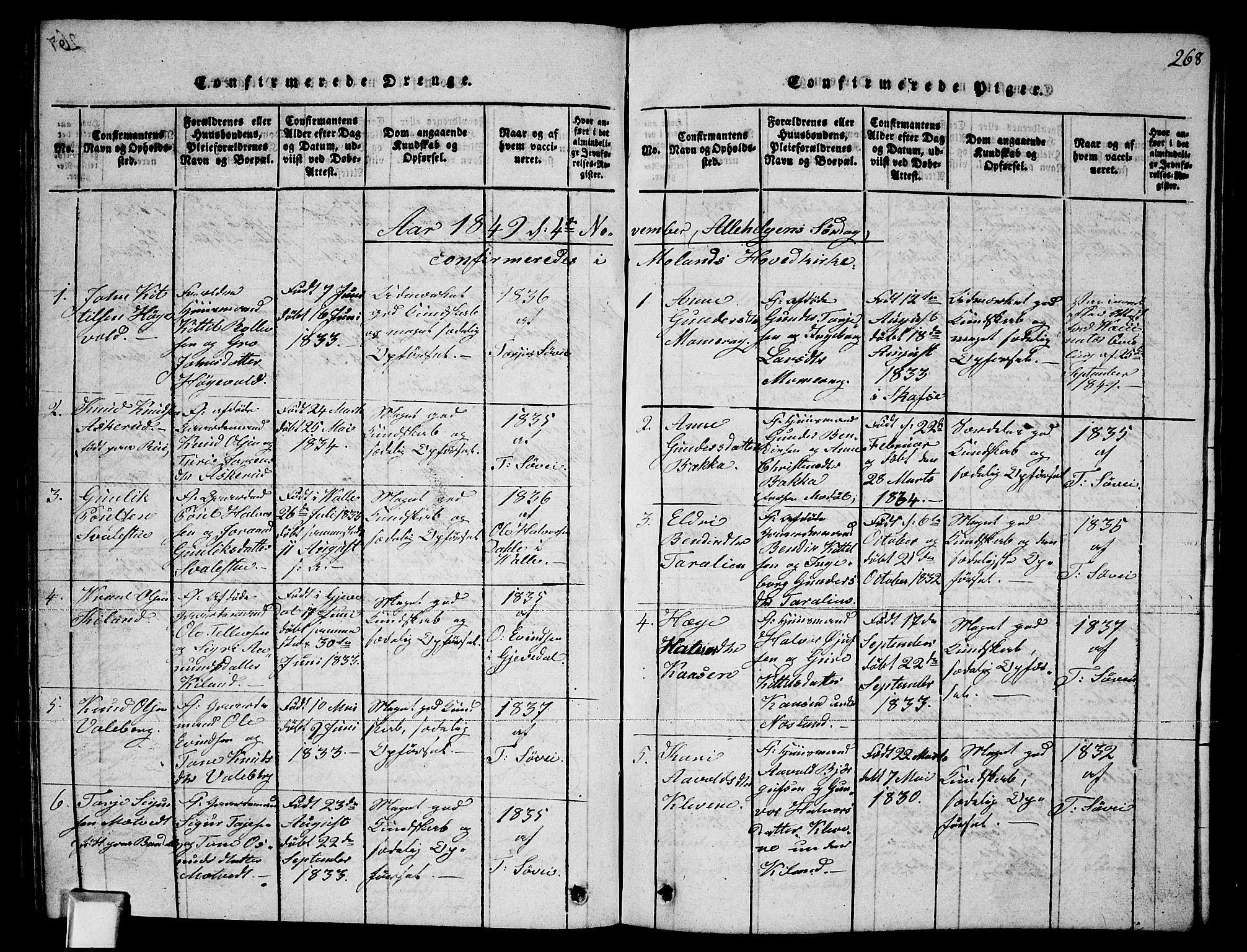 Fyresdal kirkebøker, AV/SAKO-A-263/G/Ga/L0002: Parish register (copy) no. I 2, 1815-1857, p. 268