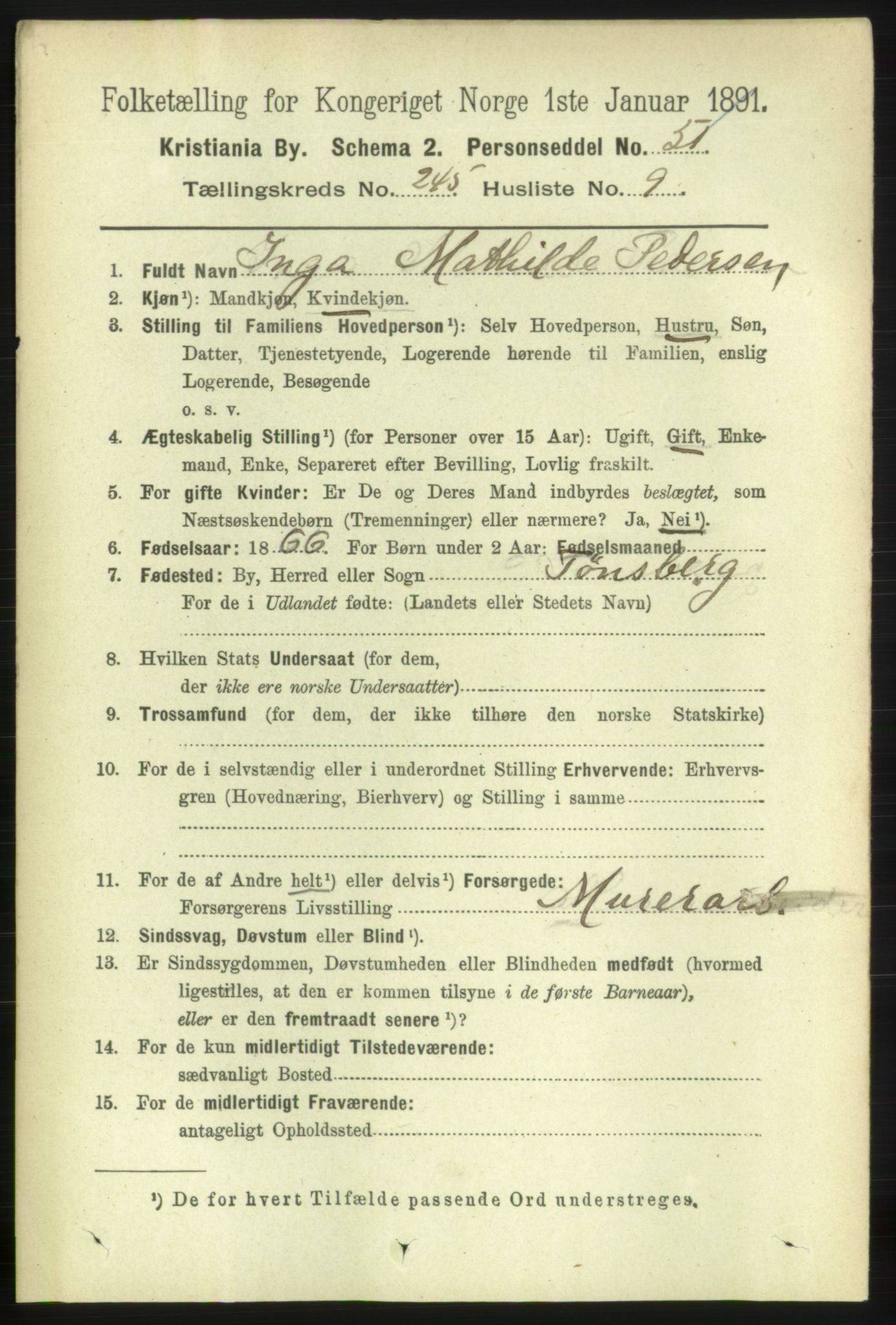 RA, 1891 census for 0301 Kristiania, 1891, p. 149617