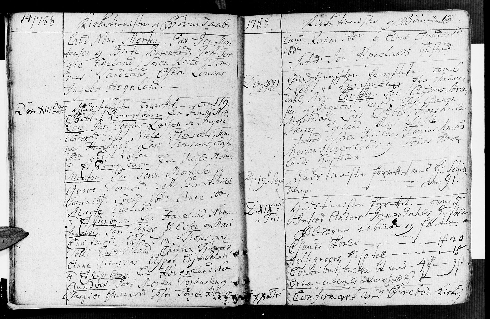 Vennesla sokneprestkontor, SAK/1111-0045/Fa/Faa/L0002: Parish register (official) no. A 2, 1785-1834, p. 14-15