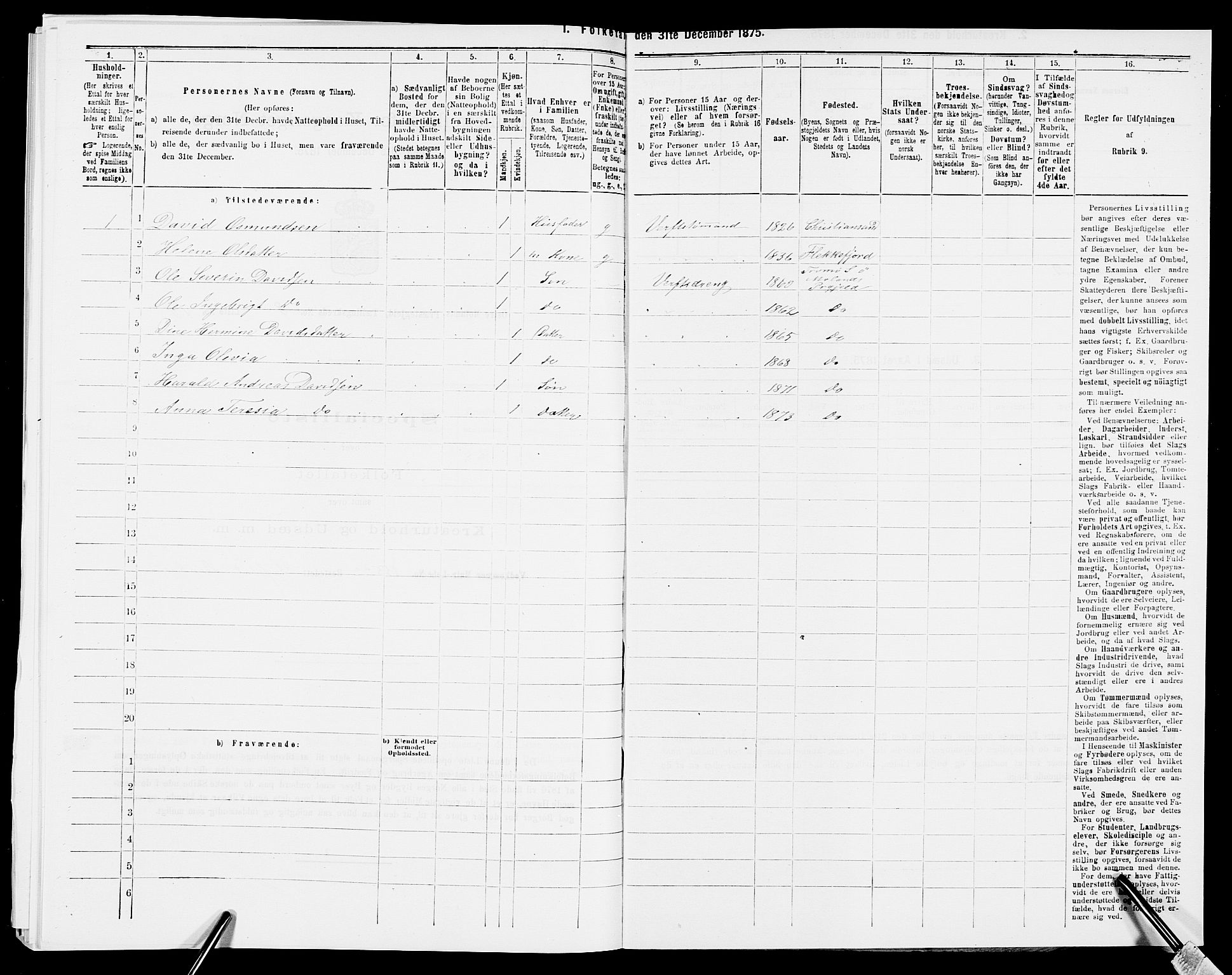 SAK, 1875 census for 0918P Austre Moland, 1875, p. 2470