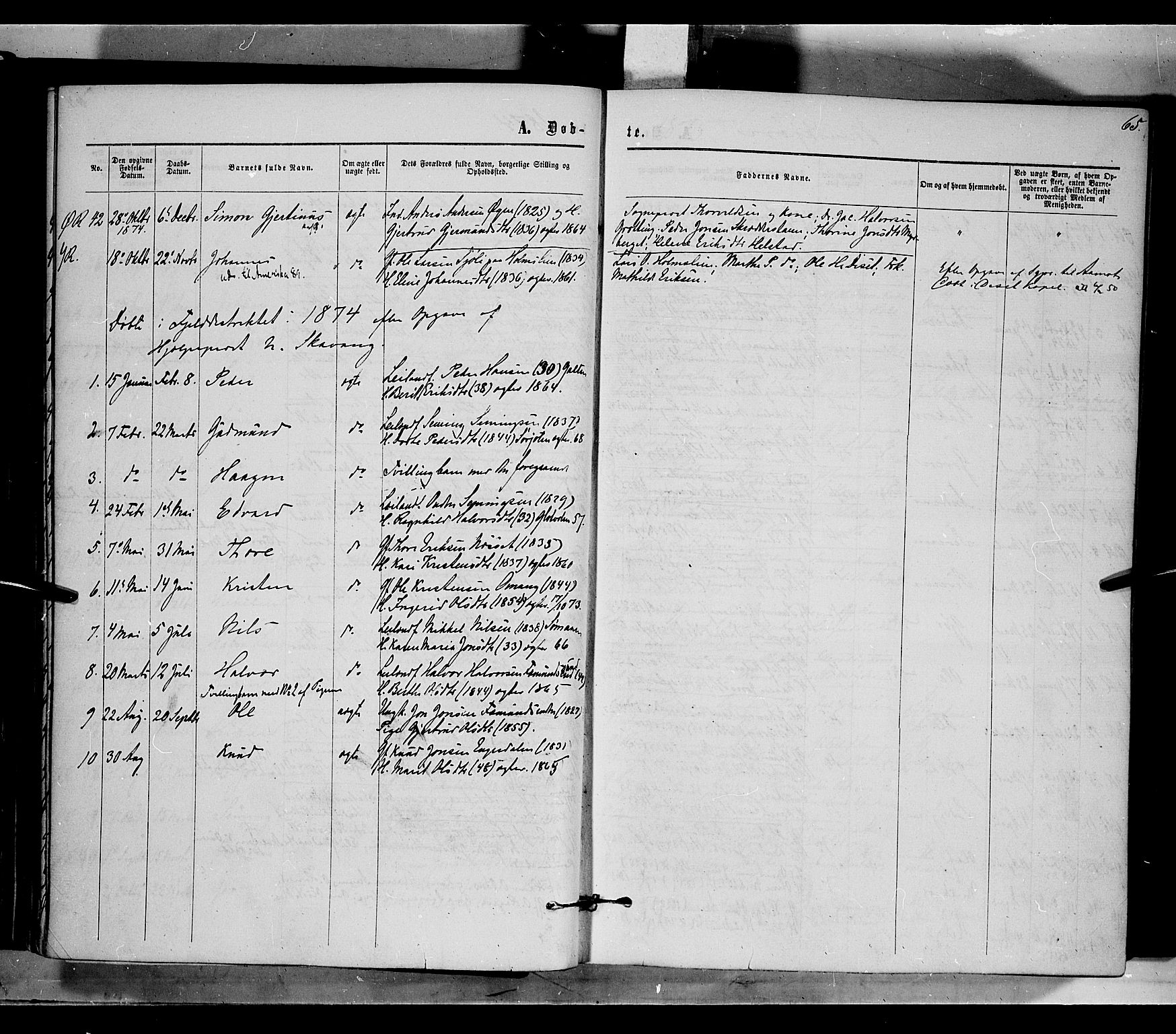 Rendalen prestekontor, AV/SAH-PREST-054/H/Ha/Haa/L0006: Parish register (official) no. 6, 1867-1877, p. 65