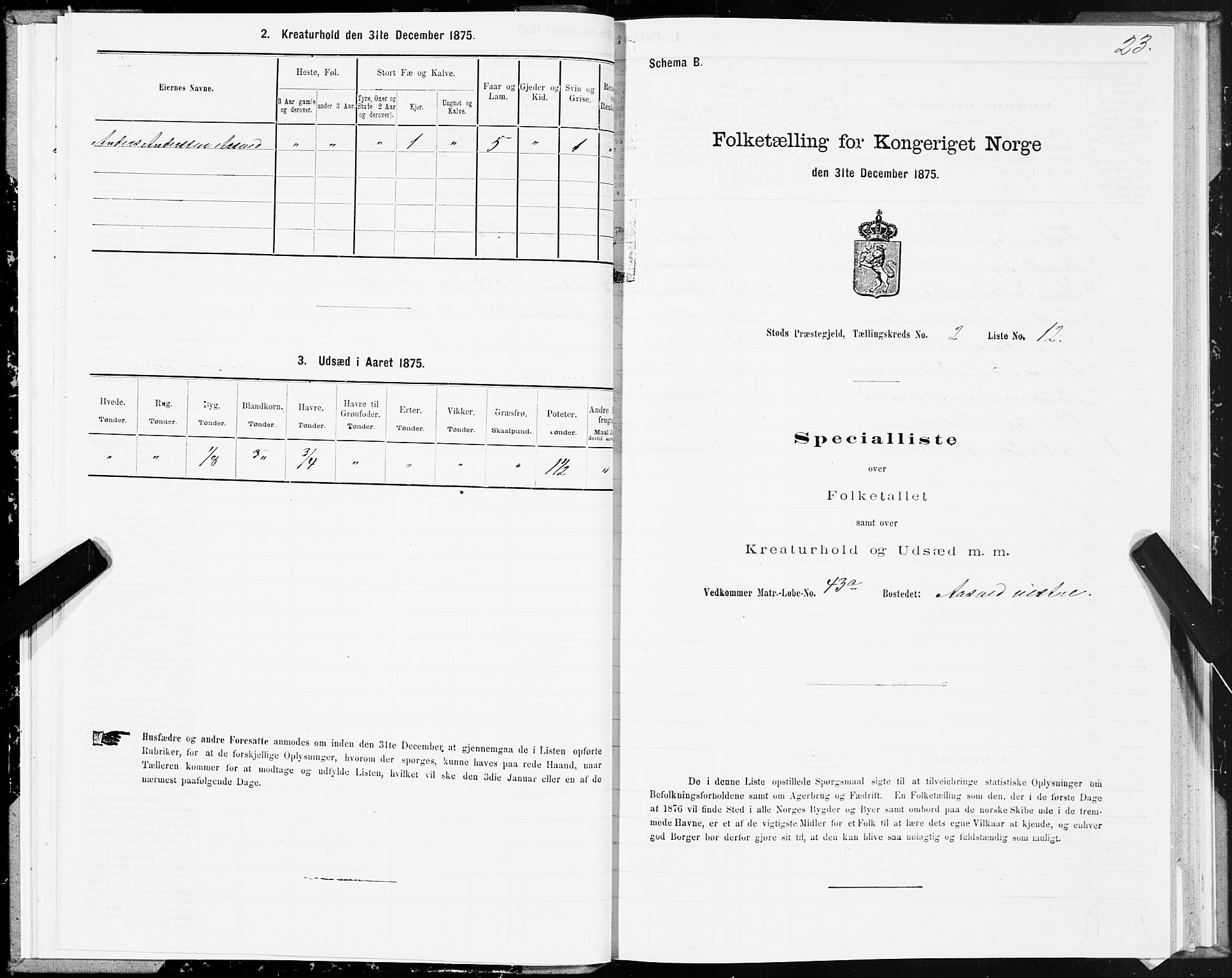 SAT, 1875 census for 1734P Stod, 1875, p. 2023