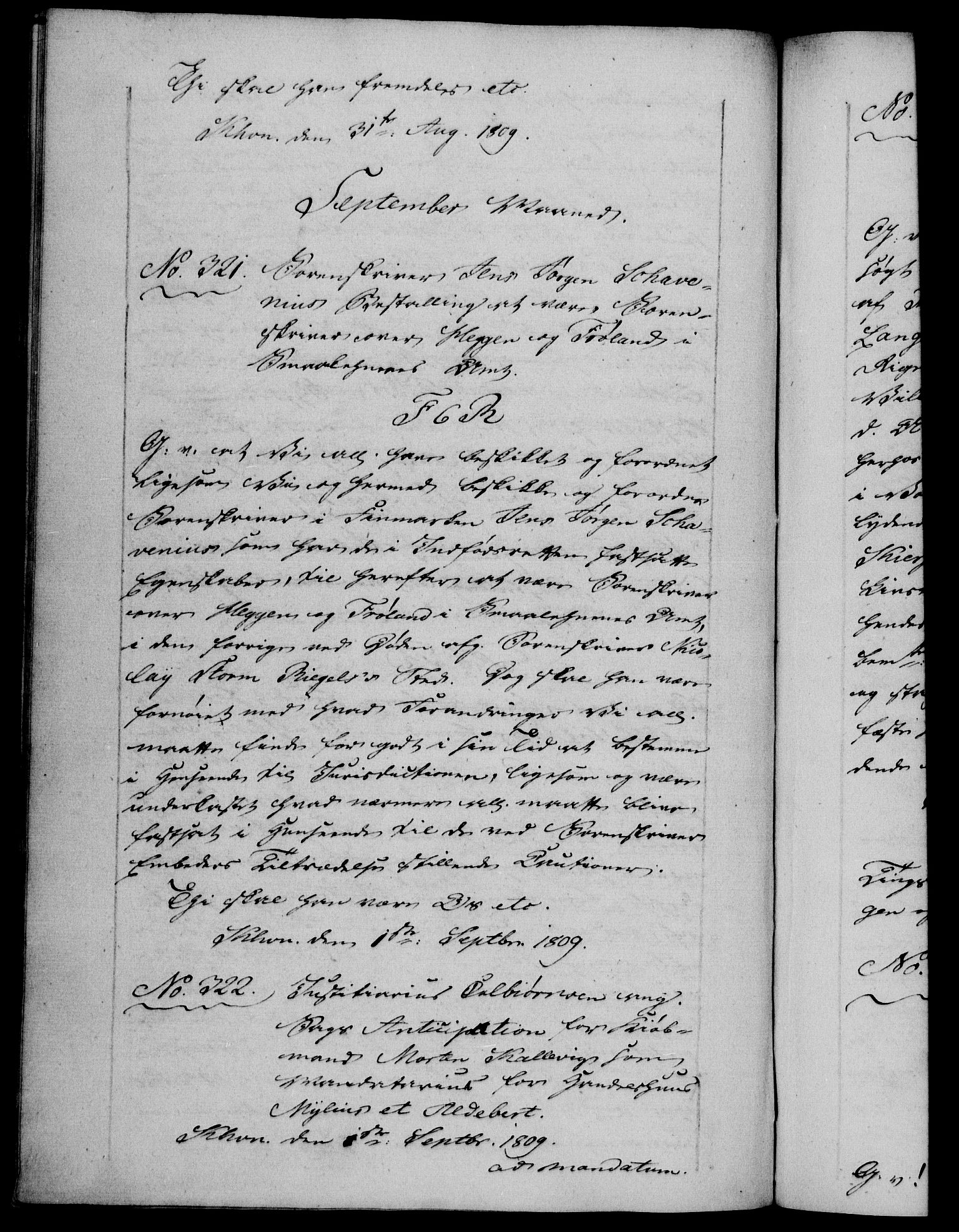 Danske Kanselli 1800-1814, RA/EA-3024/H/Hf/Hfb/Hfba/L0004: Registranter, 1808-1810, p. 215b