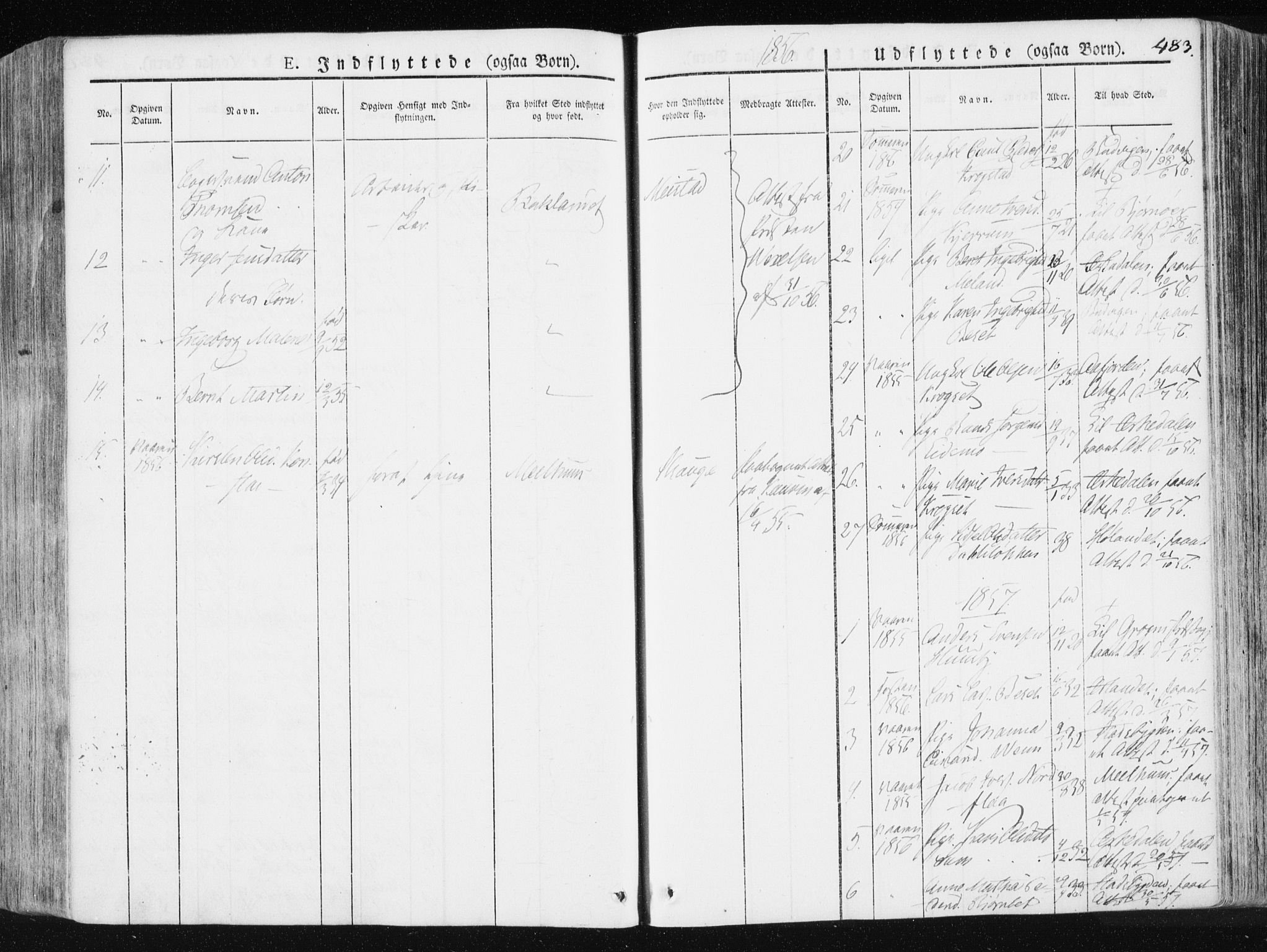 Ministerialprotokoller, klokkerbøker og fødselsregistre - Sør-Trøndelag, SAT/A-1456/665/L0771: Parish register (official) no. 665A06, 1830-1856, p. 483