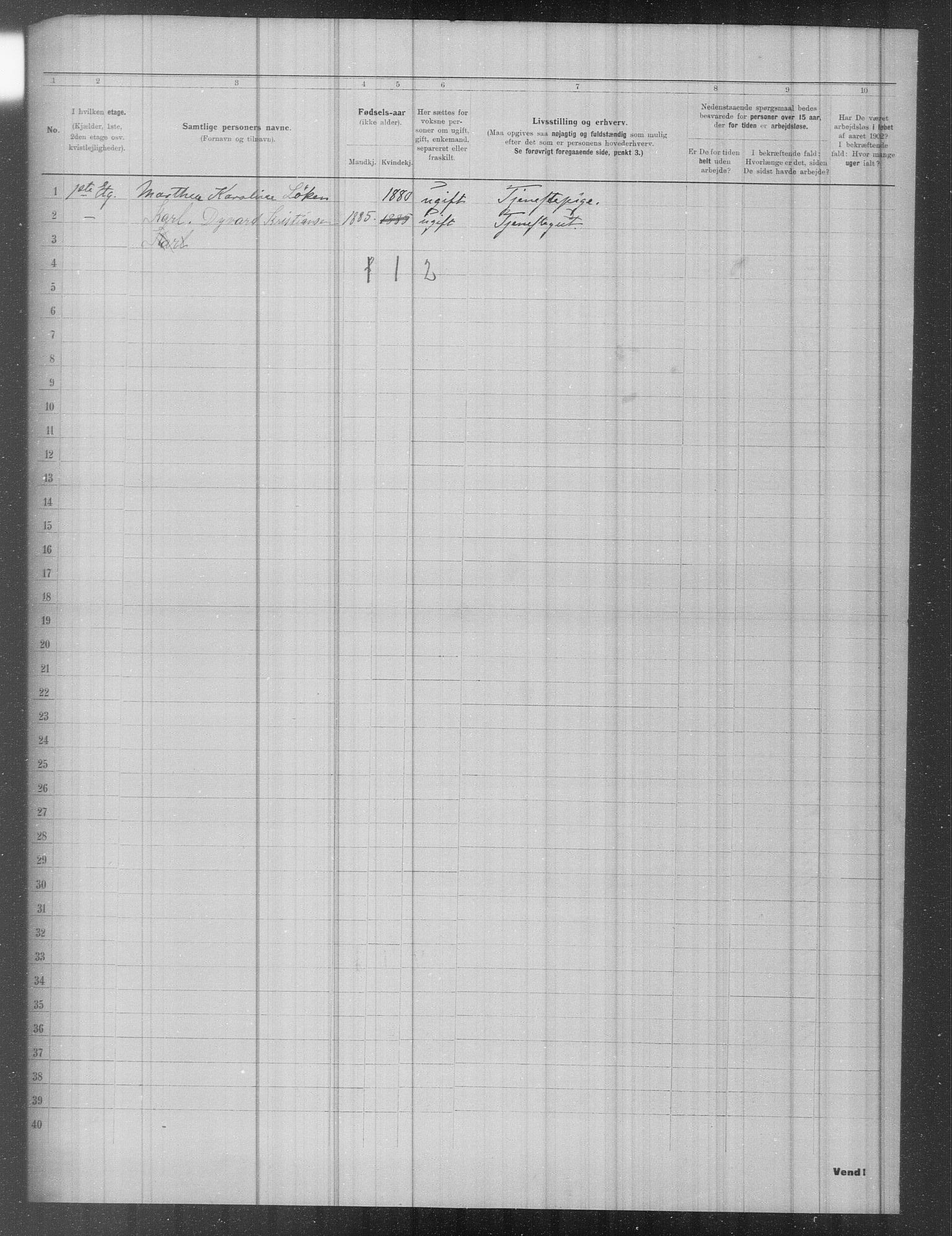 OBA, Municipal Census 1902 for Kristiania, 1902, p. 1324