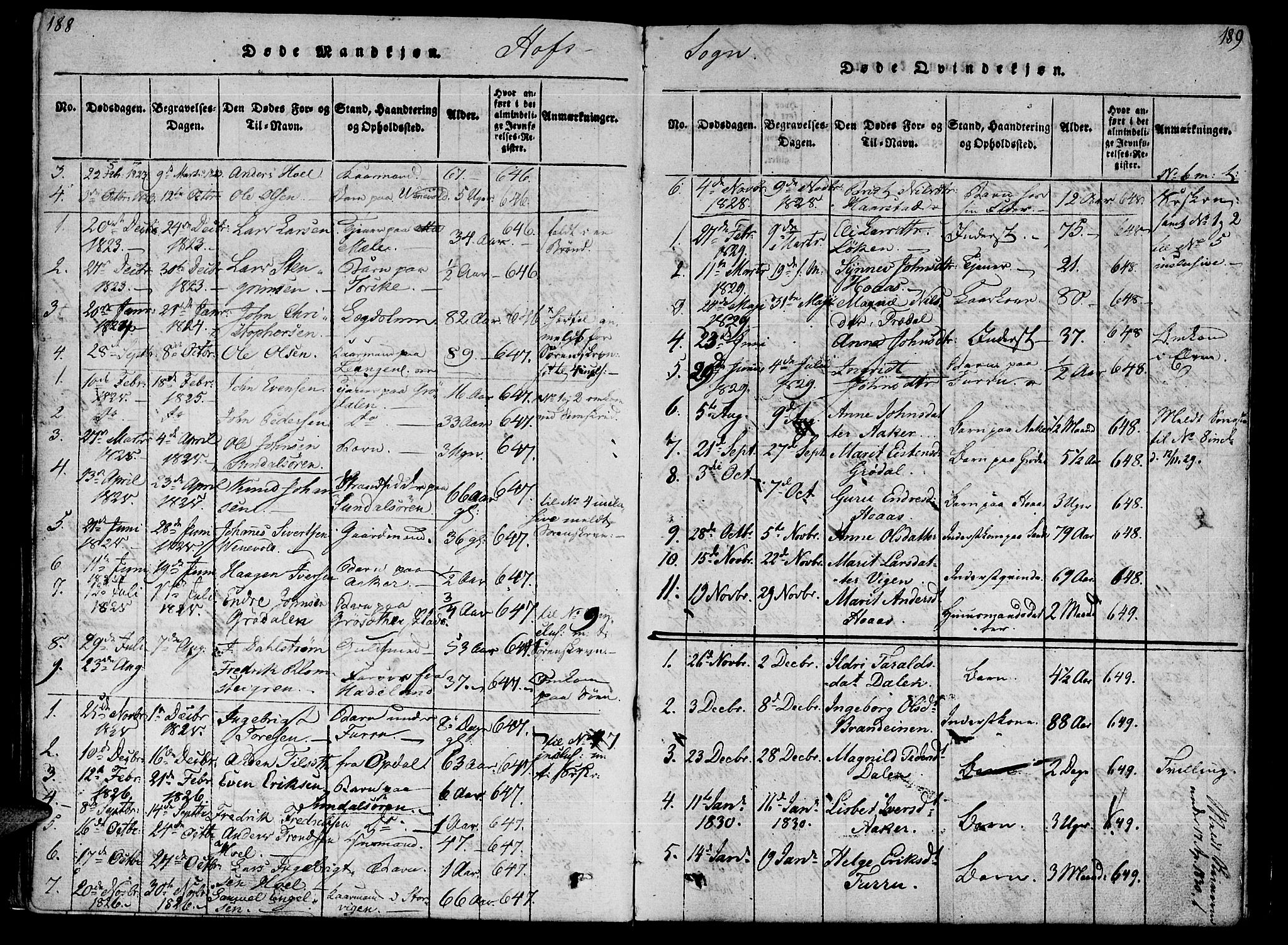 Ministerialprotokoller, klokkerbøker og fødselsregistre - Møre og Romsdal, SAT/A-1454/590/L1009: Parish register (official) no. 590A03 /1, 1819-1832, p. 188-189