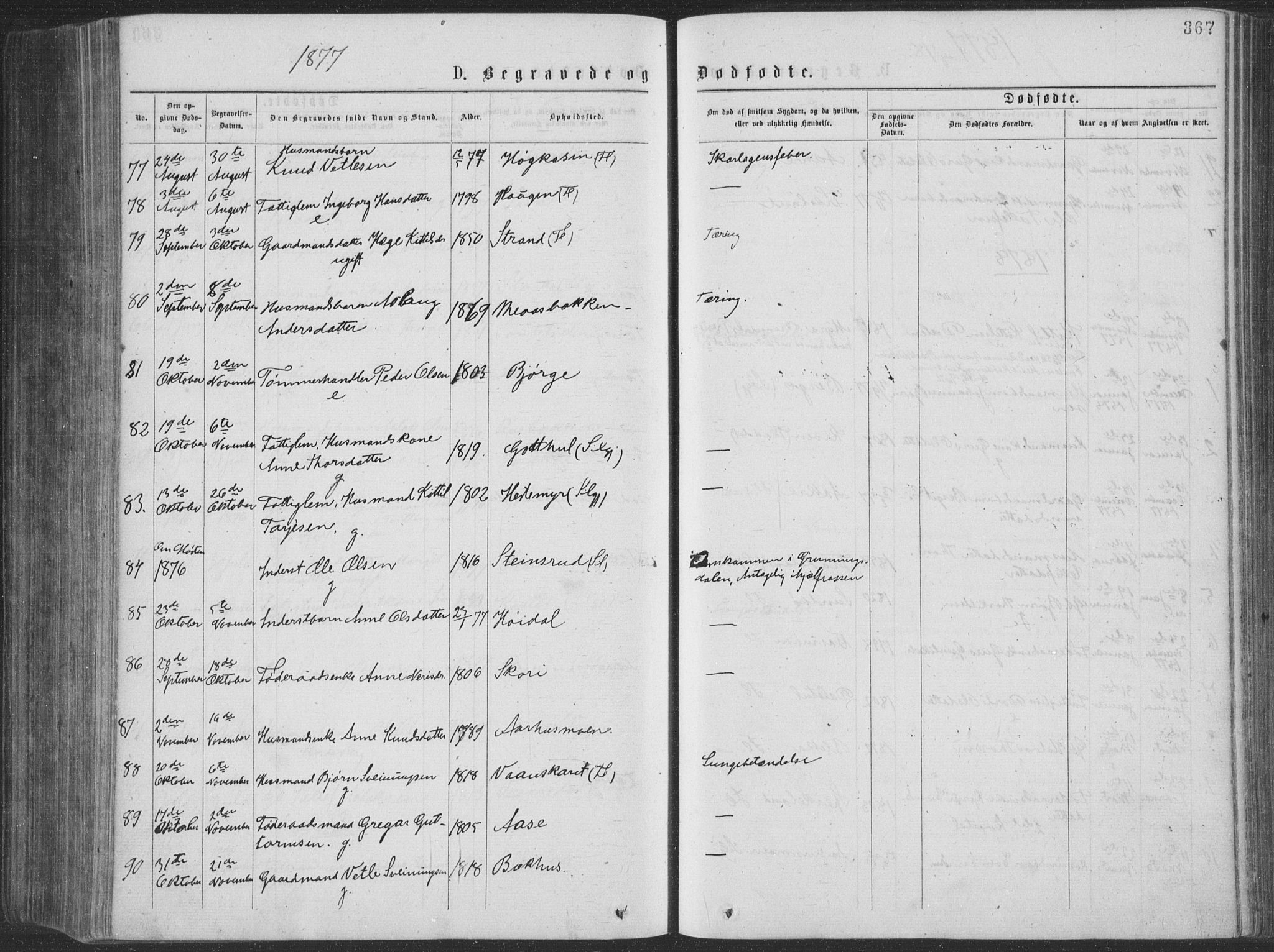 Seljord kirkebøker, SAKO/A-20/F/Fa/L0014: Parish register (official) no. I 14, 1877-1886, p. 367