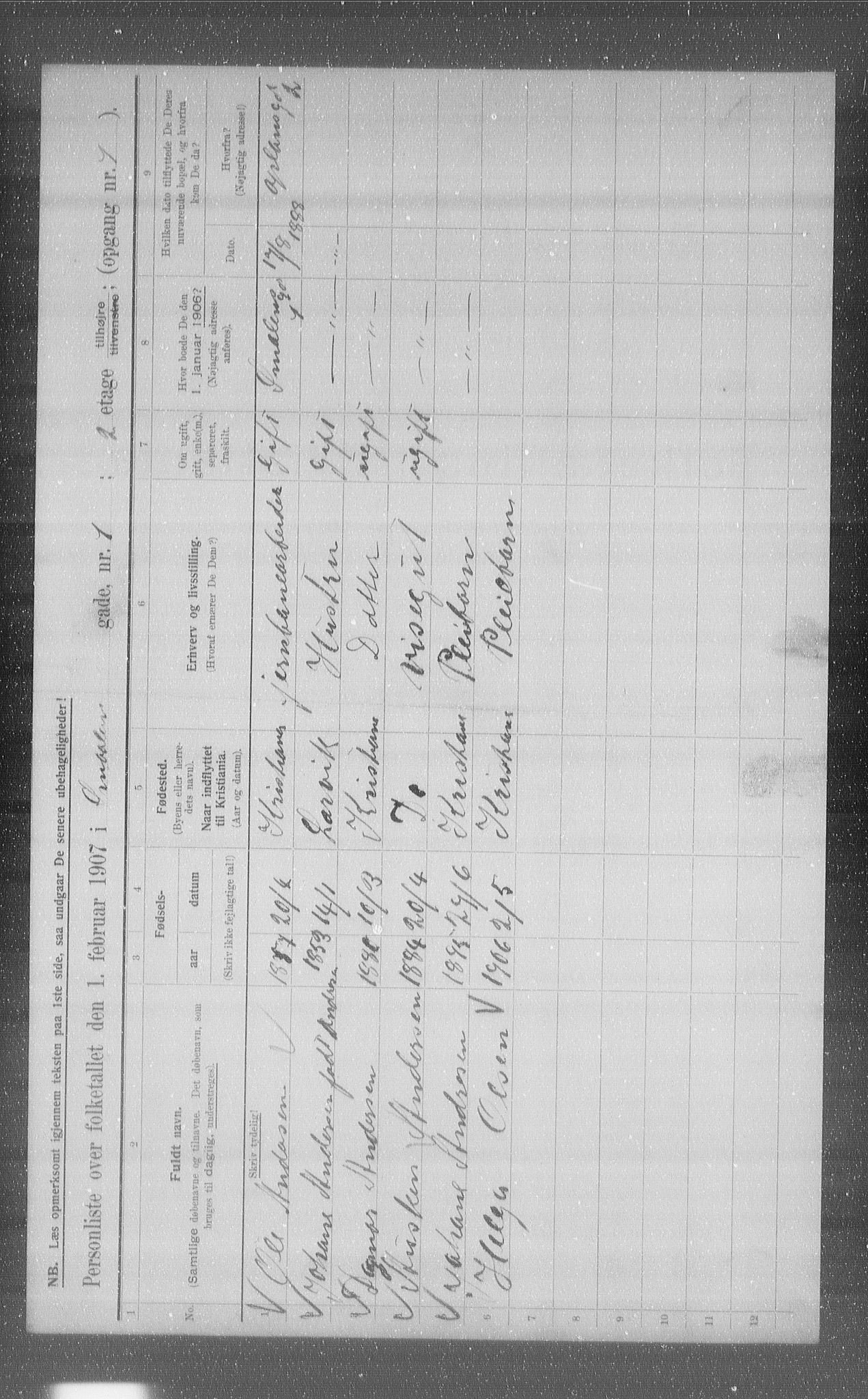 OBA, Municipal Census 1907 for Kristiania, 1907, p. 49878