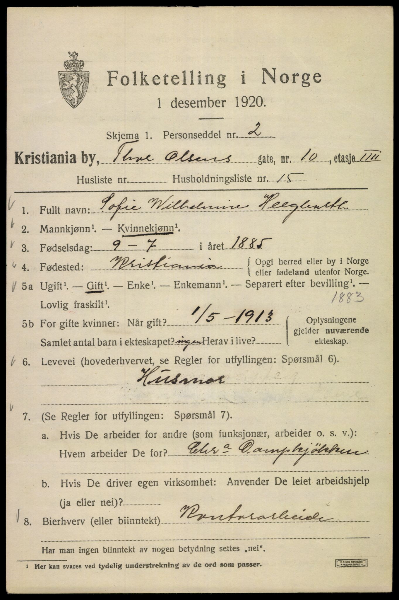 SAO, 1920 census for Kristiania, 1920, p. 574179