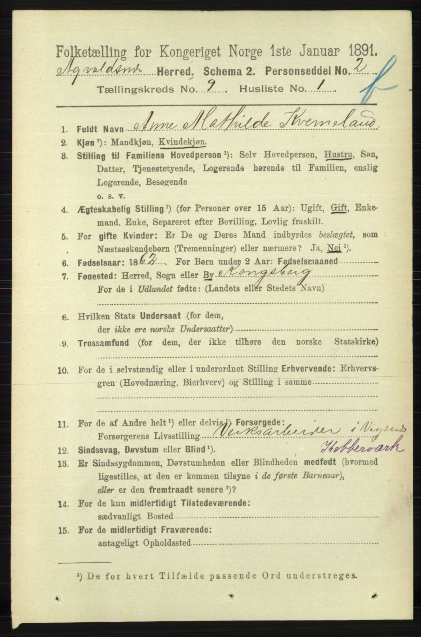 RA, 1891 census for 1147 Avaldsnes, 1891, p. 4961