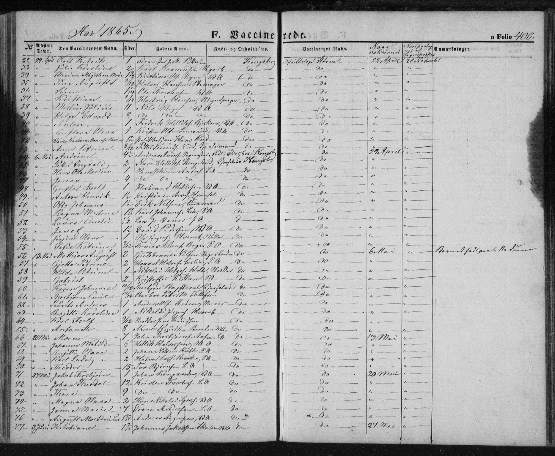 Kongsberg kirkebøker, SAKO/A-22/F/Fa/L0010: Parish register (official) no. I 10, 1859-1875, p. 400