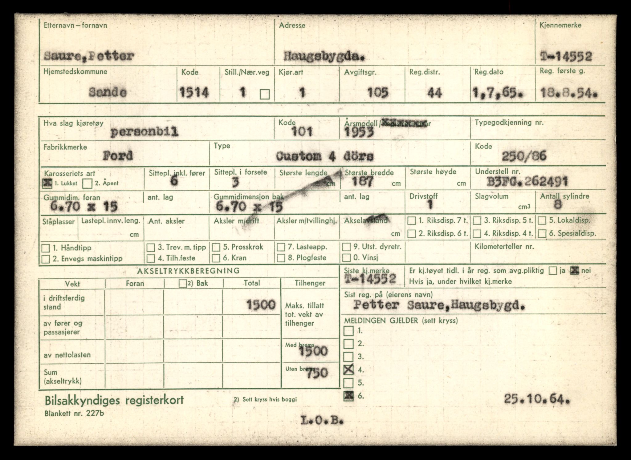 Møre og Romsdal vegkontor - Ålesund trafikkstasjon, AV/SAT-A-4099/F/Fe/L0046: Registreringskort for kjøretøy T 14445 - T 14579, 1927-1998
