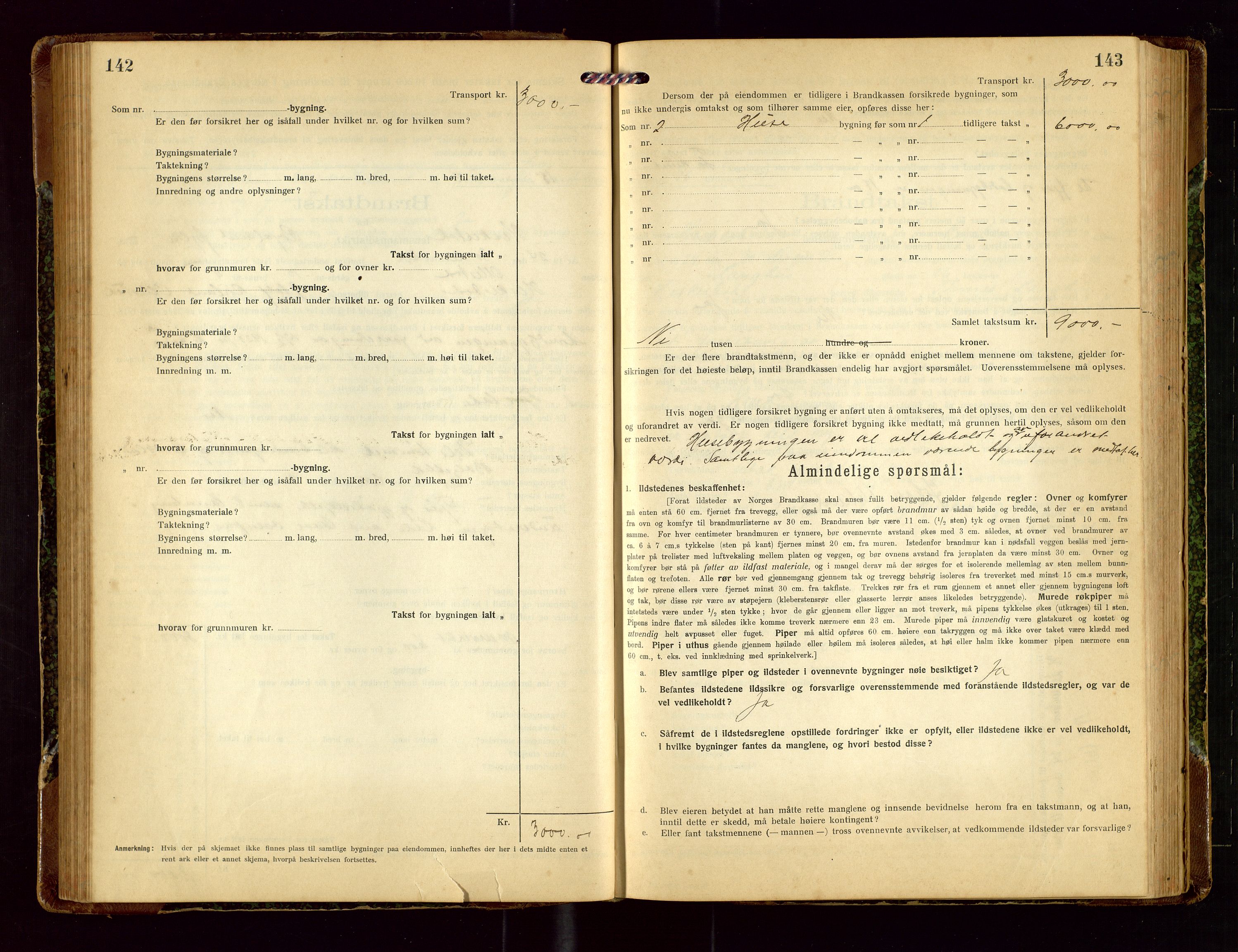 Heskestad lensmannskontor, SAST/A-100304/Gob/L0003: "Brandtakstprotokoll", 1922-1934, p. 142-143